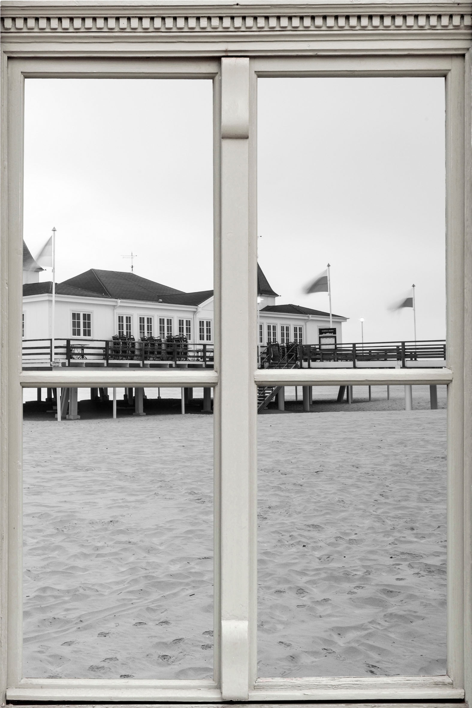 Image of queence Wandsticker "Strandhaus" Wandsticker, Wandbild, selbstklebend, 3D, Fenster