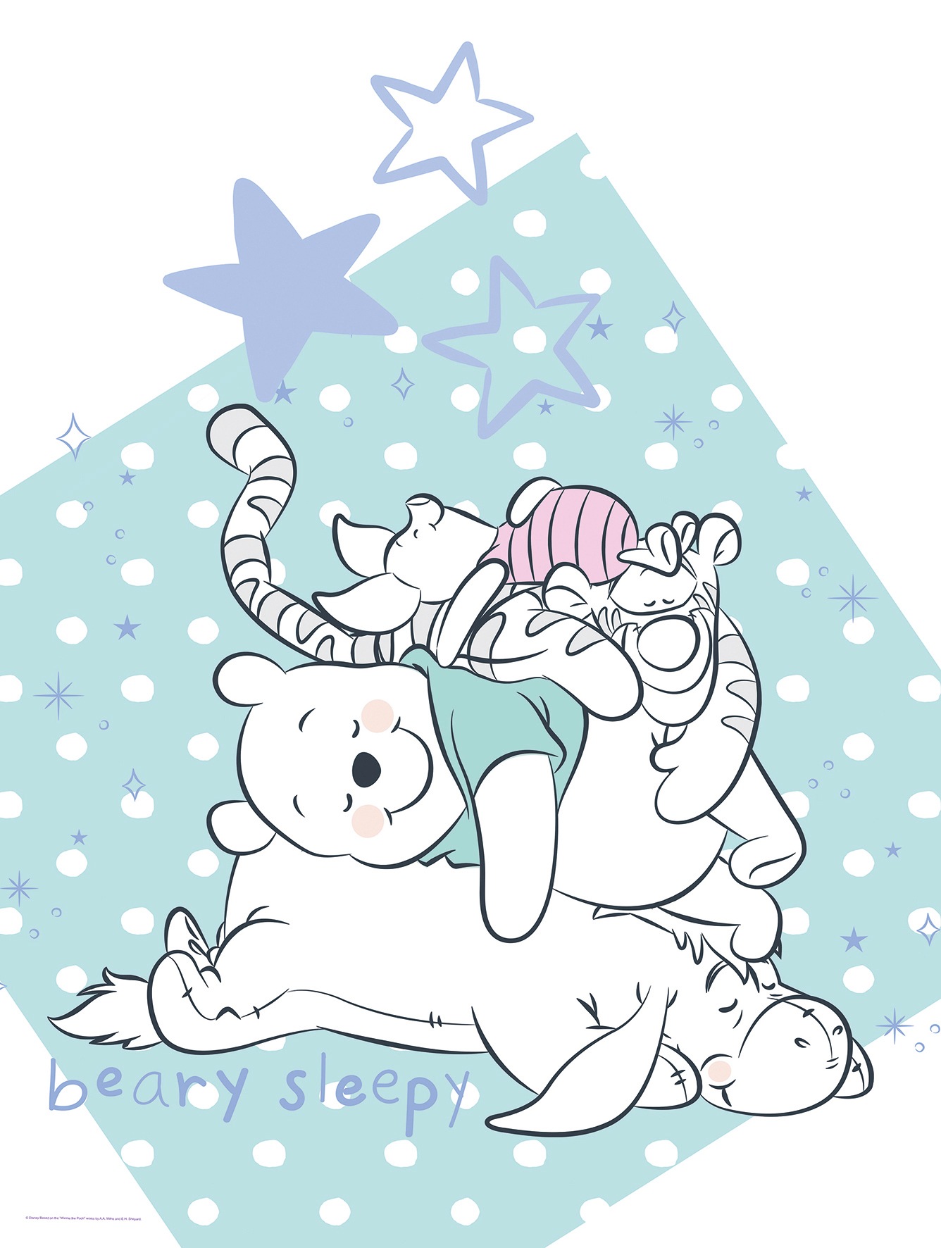 Image of Komar Bild "Winnie the Pooh Beary Sleepy" Disney 1 Stk. tlg. Wandbild zur Dekoration im Kinderzimmer - ohne Rahmen
