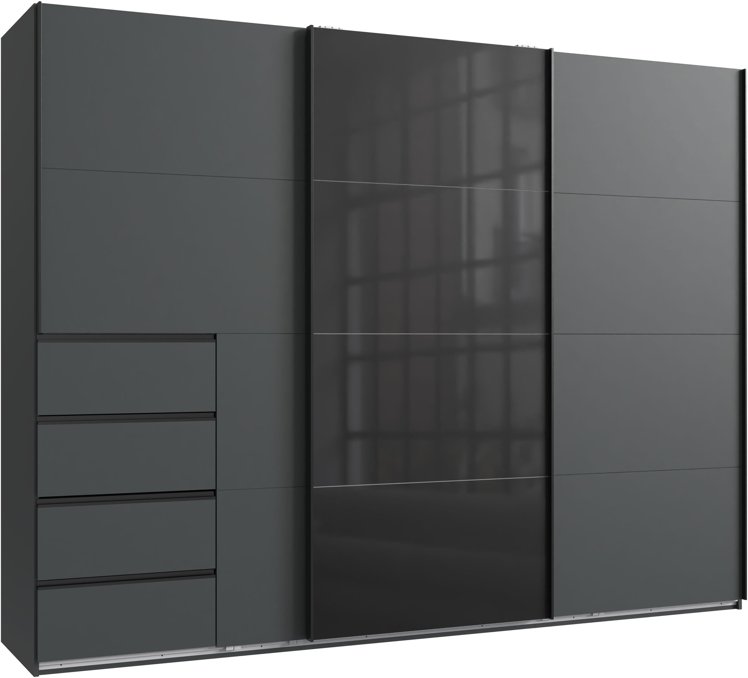 Image of Wimex Schwebetürenschrank "Bali in den Breiten 180cm, 225cm & 270cm, Schrank mit Glaselement" Kleiderschrank erhältlich in den Farben; grafit und saharagrau