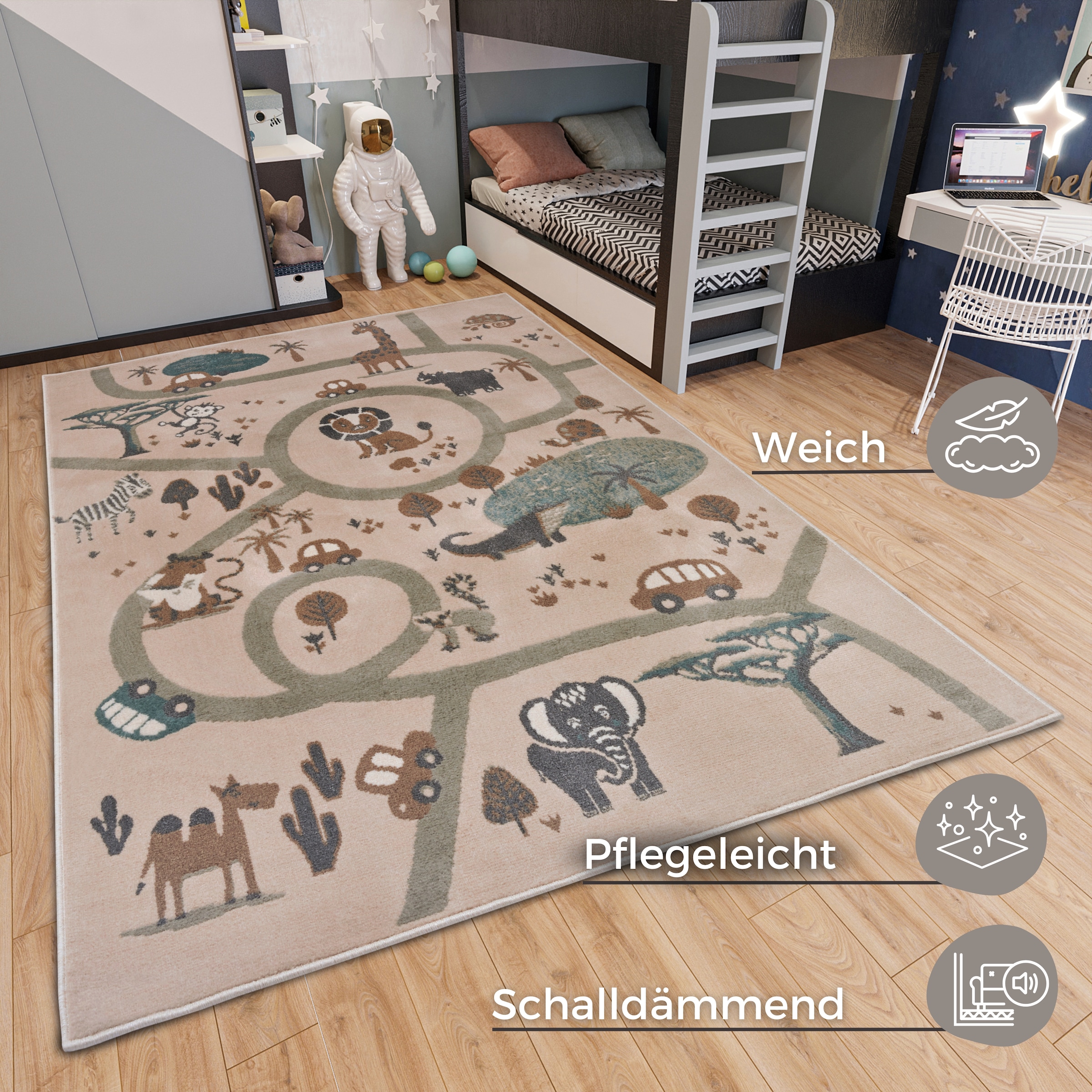 HANSE Home Kinderteppich »Adventures Animal Park«, rechteckig, Spielteppich, weich, Kinderzimmer, Kurzflor, Spielunterlage, Teppich