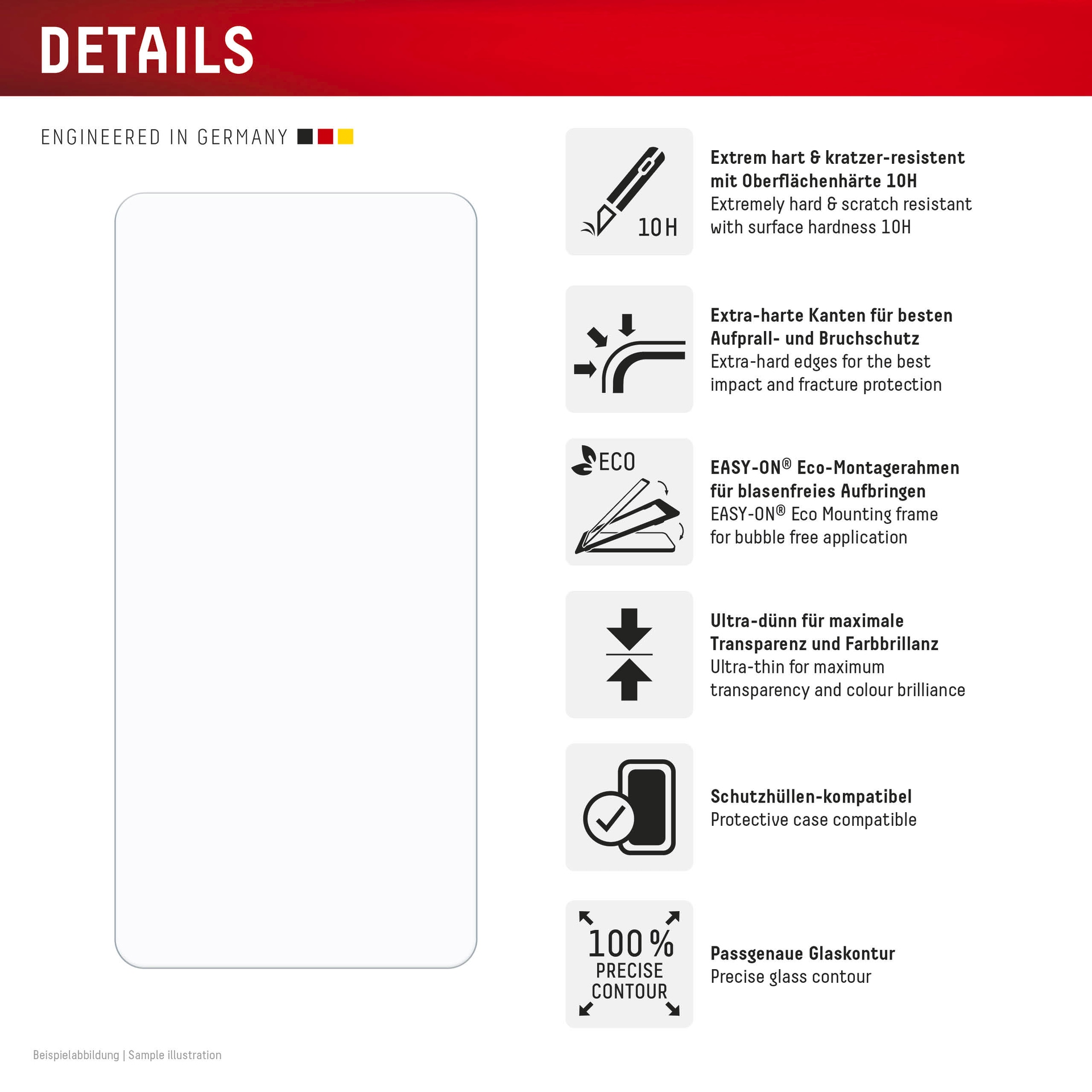 Displex Displayschutzglas »Real Glass Screen Protector inkl. Case«, für Samsung Galaxy S25 Edge, Displayschutzfolie, Schutzfolie, Bildschirmschutz, kratz- & stossfest