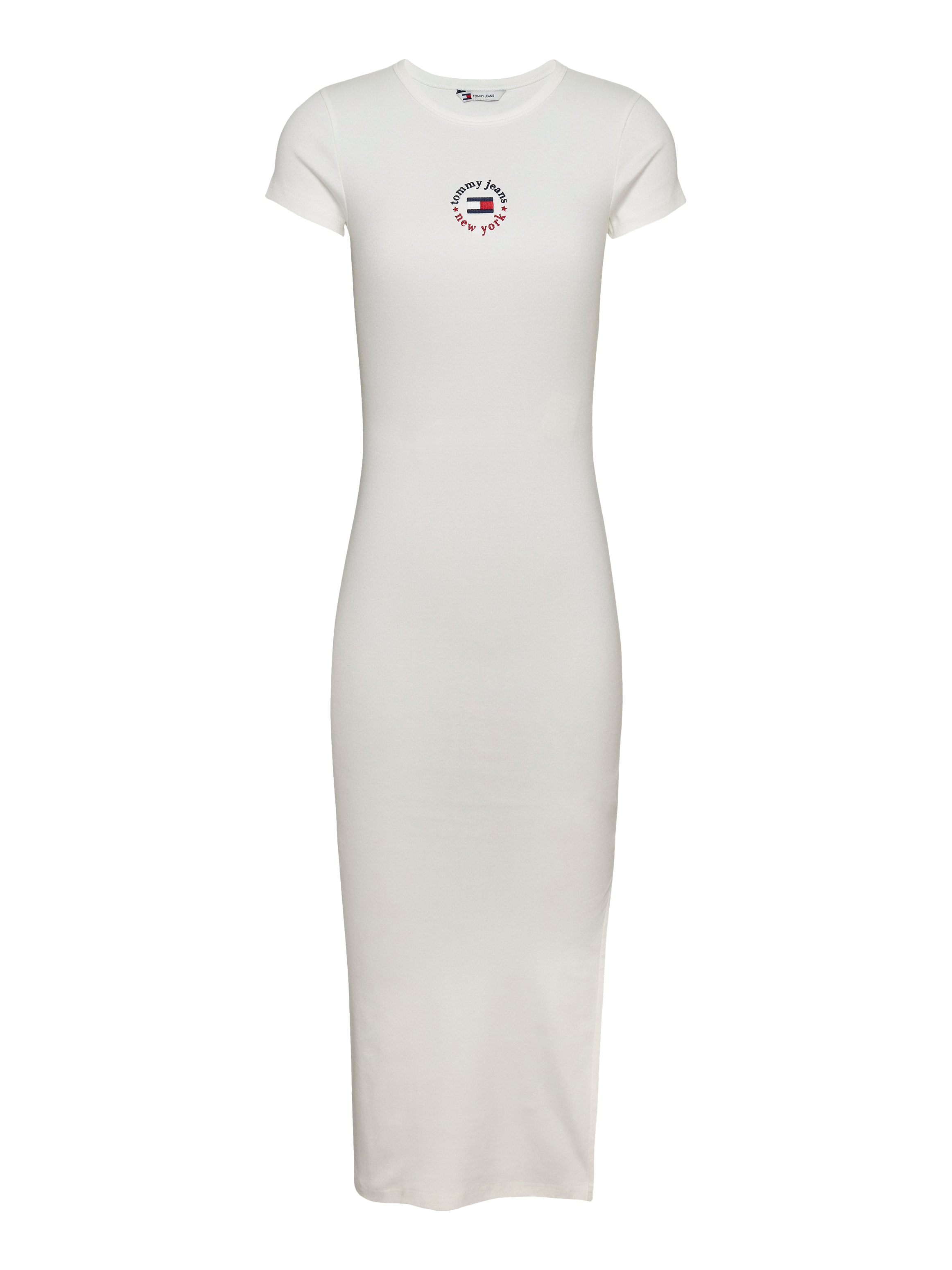 Tommy Jeans Jerseykleid »TJW BODYCON LOGO 2 DRESS«, mit Logostickerei, mit Kurzarm, in Midi-Länge