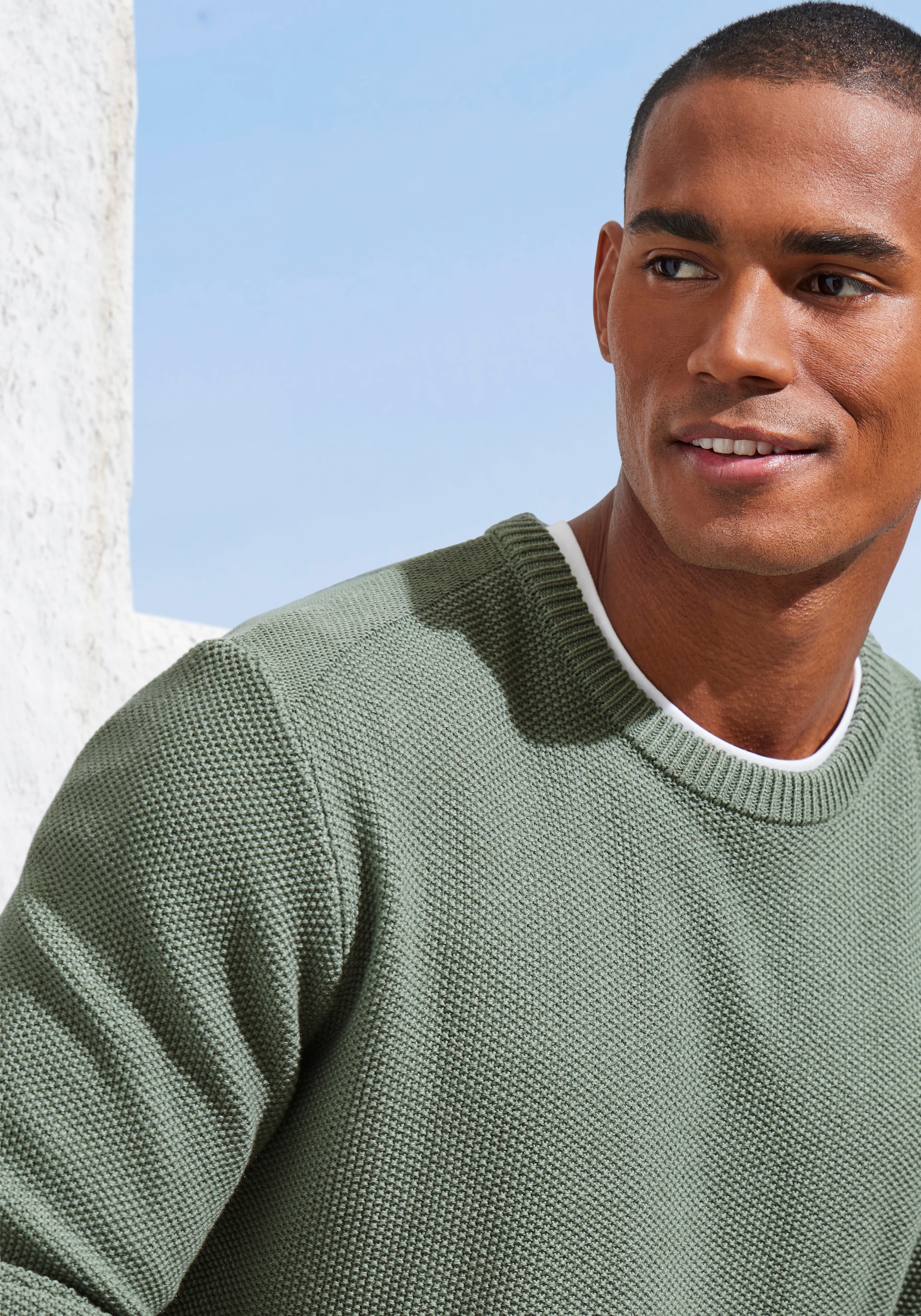 John Devin Strickpullover, Pullover in modischer Strickstruktur