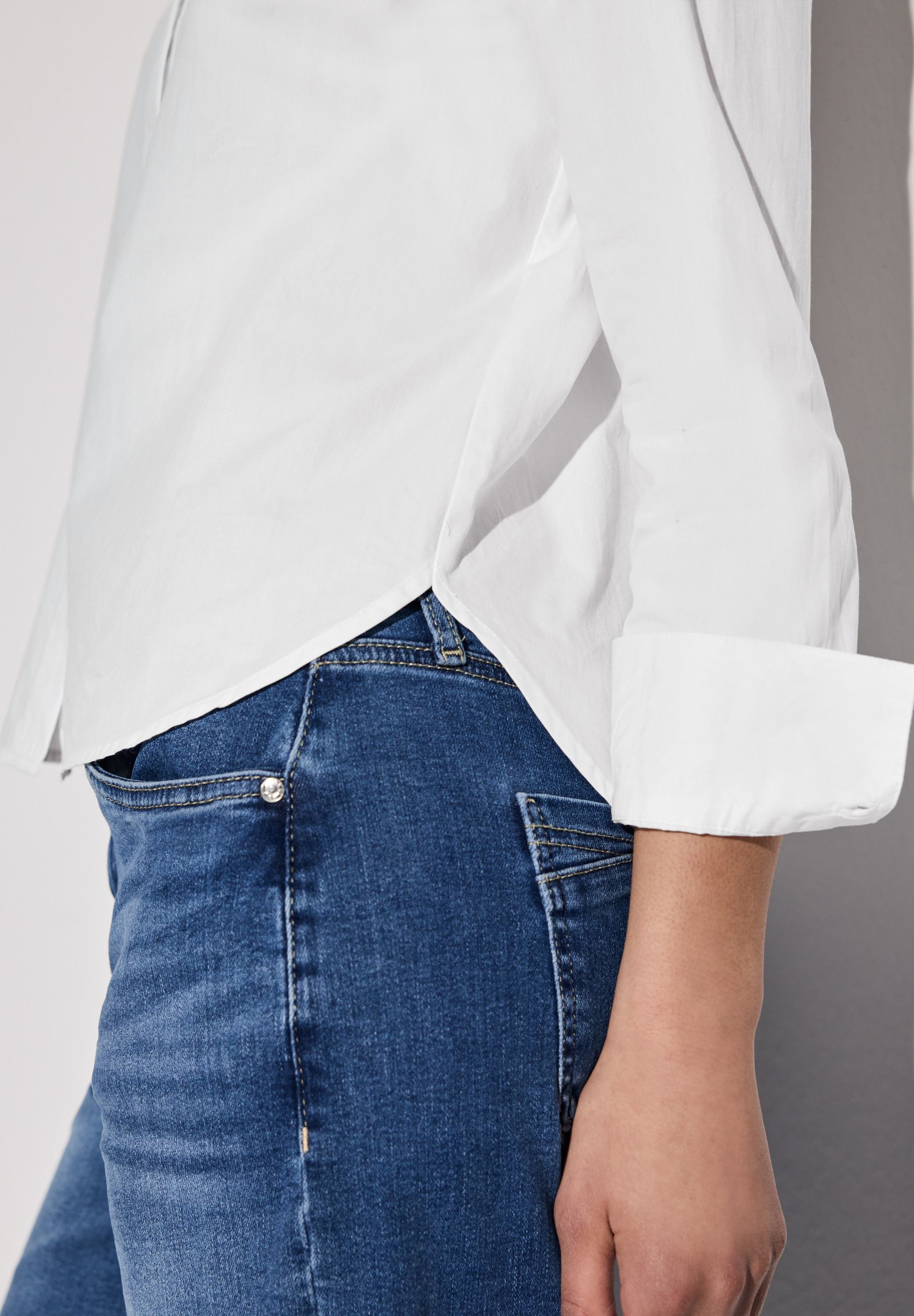 STREET ONE Hemdbluse, mit gerundetem Saum und aus reiner Baumwolle