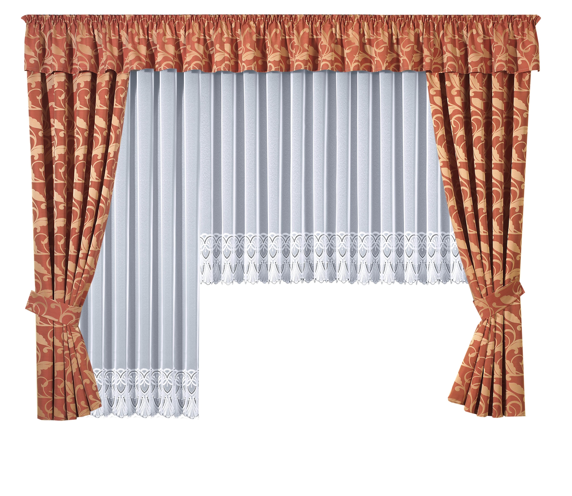 Image of Stickereien Plauen Gardine "Diana" Kräuselband 1 Stk. tlg. veredelt mit echter Plauener Spitze Stickerei