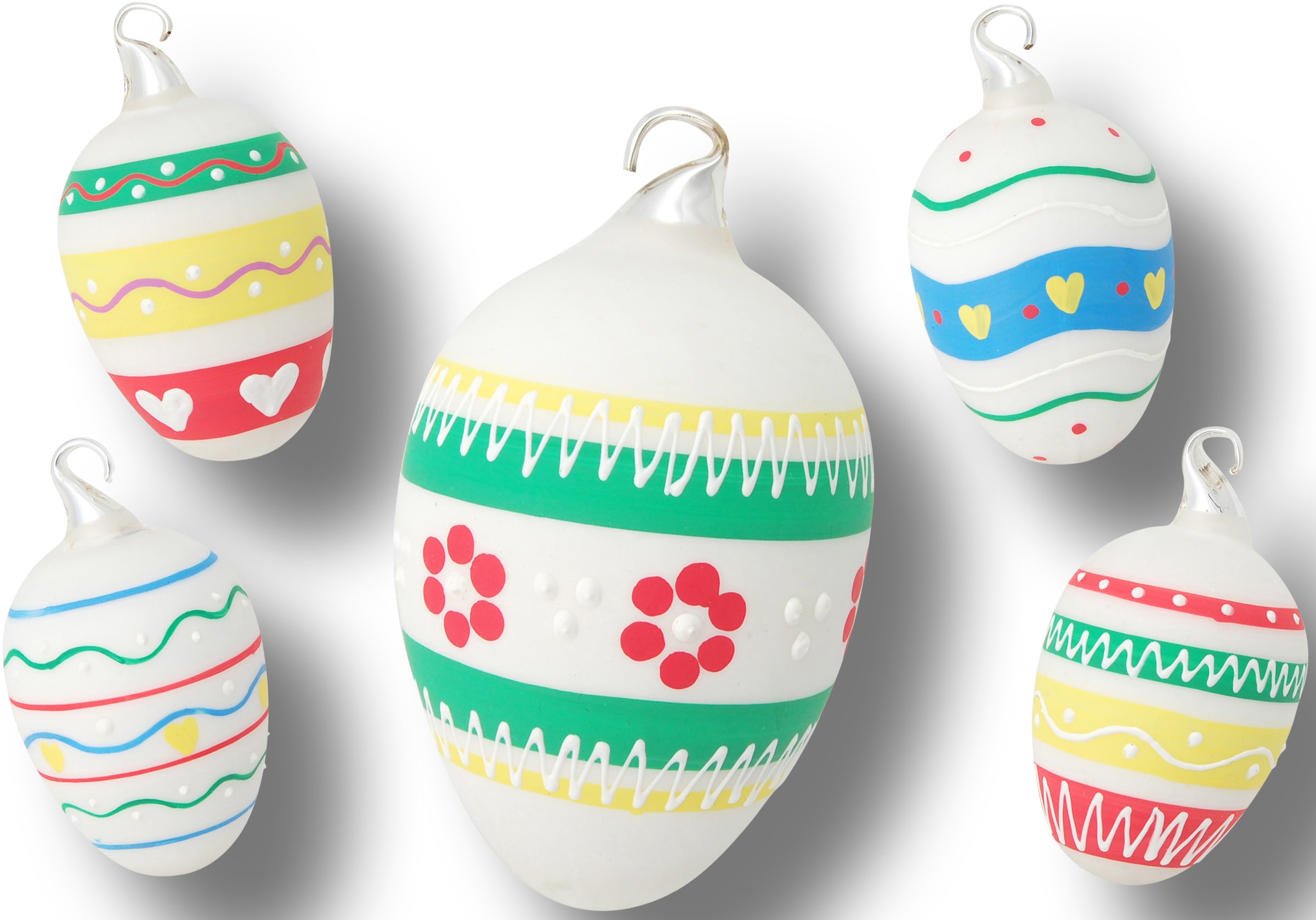 Image of Krebs Glas Lauscha Osterei "buntes, verspieltes Design, Frühling, Osterdekoration" Mundgeblasenes und handbemaltes Glas, Made in Germany