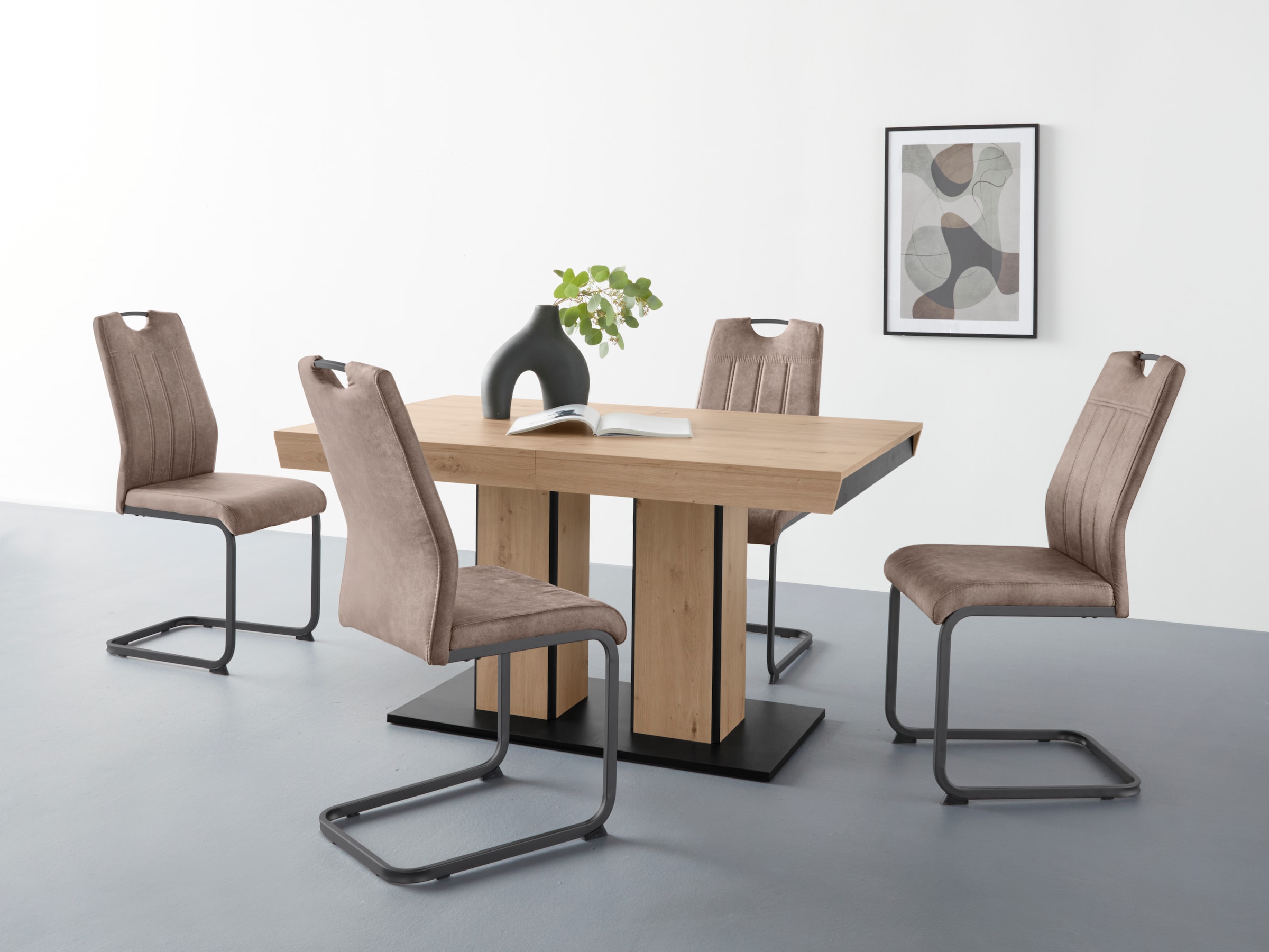 Image of HELA Essgruppe "Tisch ausziehbar 140 -220 cm," Set, 5 Stk. tlg. Belastbarkeit 140 KG, bequem gepolstert mit Griff