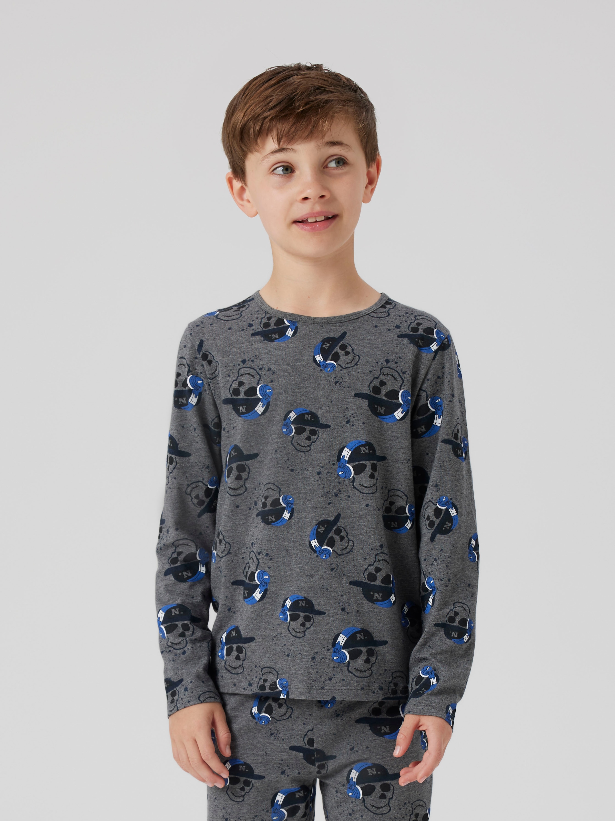 Name It Pyjama »NKMNIGHTSET DARK GREY MEL SKULL NOOS«, (Set, 2 tlg.)