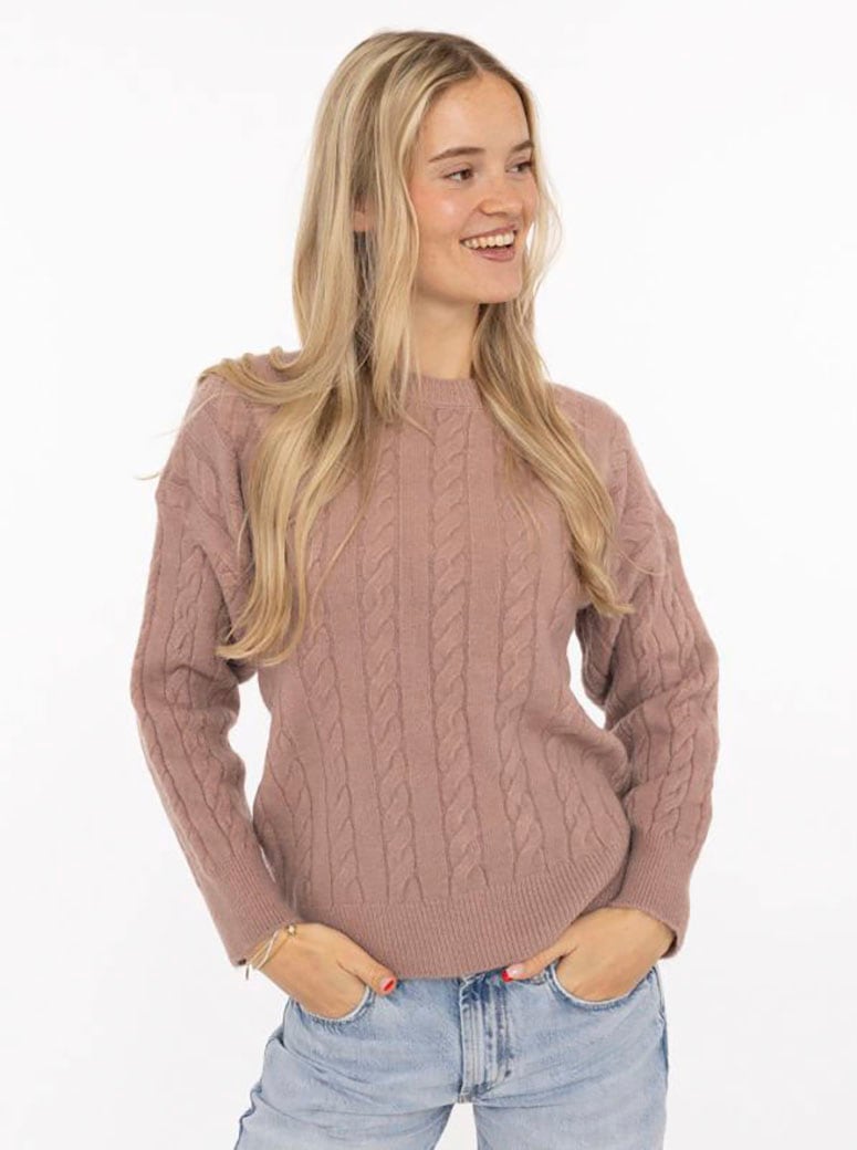Image of Zwillingsherz Strickpullover ""Zopfstrick"" Rundhalsausschnitt, Zopfstrick, Langarm
