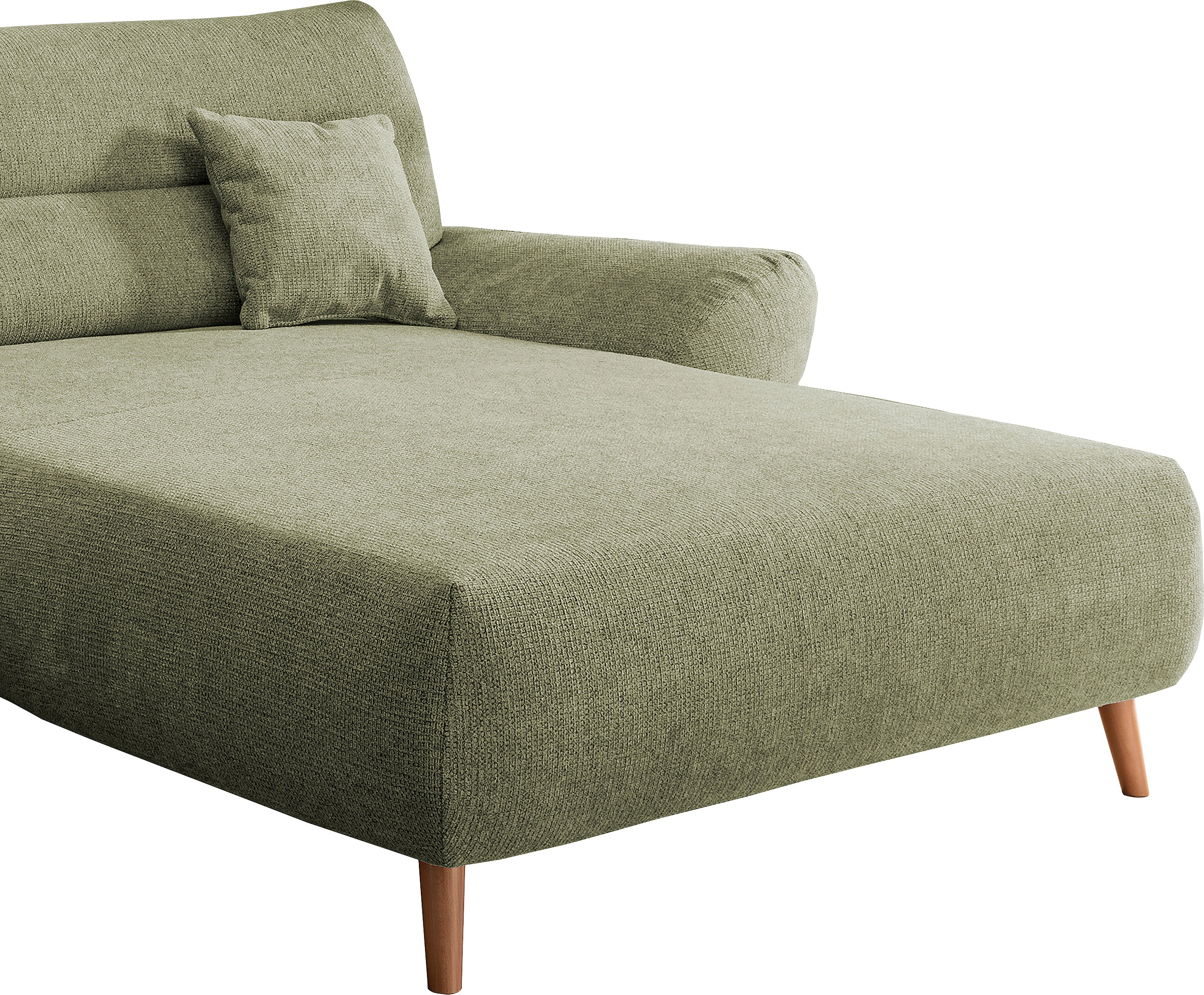 INOSIGN Ecksofa »Drago, elegant und zeitlos, komfortabel, Holzfuss, L-Form«, frei im Raum stellbar, inkl. 2 Zierkissen