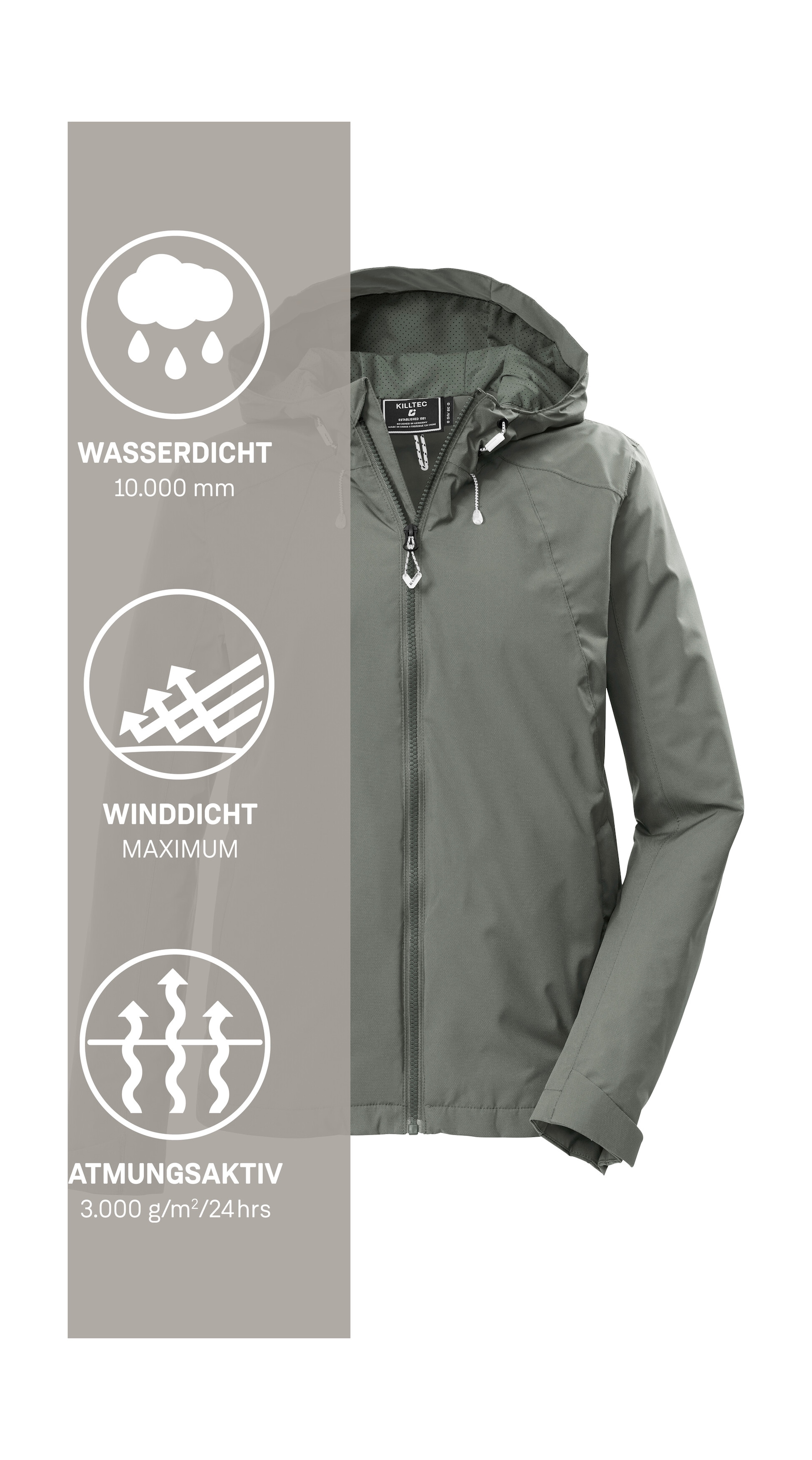 Killtec Veste fonctionnelle »KOS 72 WMN JCKT« imperméable à l'eau et au vent, respirant, capuche réglable