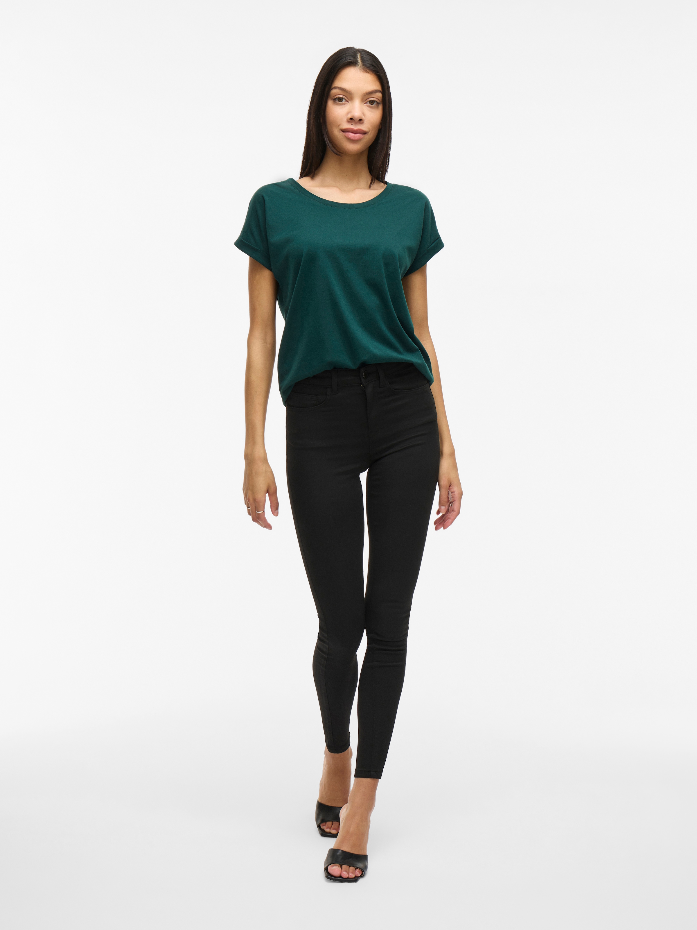 Vila Rundhalsshirt »VIDREAMERS NEW PURE T-SHIRT/SU-NOOS«, Basic Damen-T-Shirt mit Rundhalsausschnitt und umgeschlagenen Ärmeln