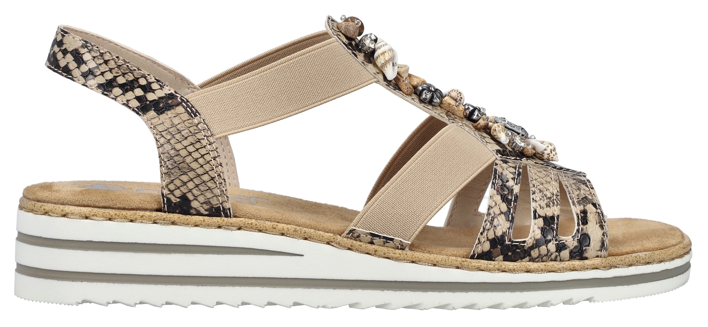 Rieker Sandale  chaussure d'été, sandale, talon compensé, avec décoration estivale