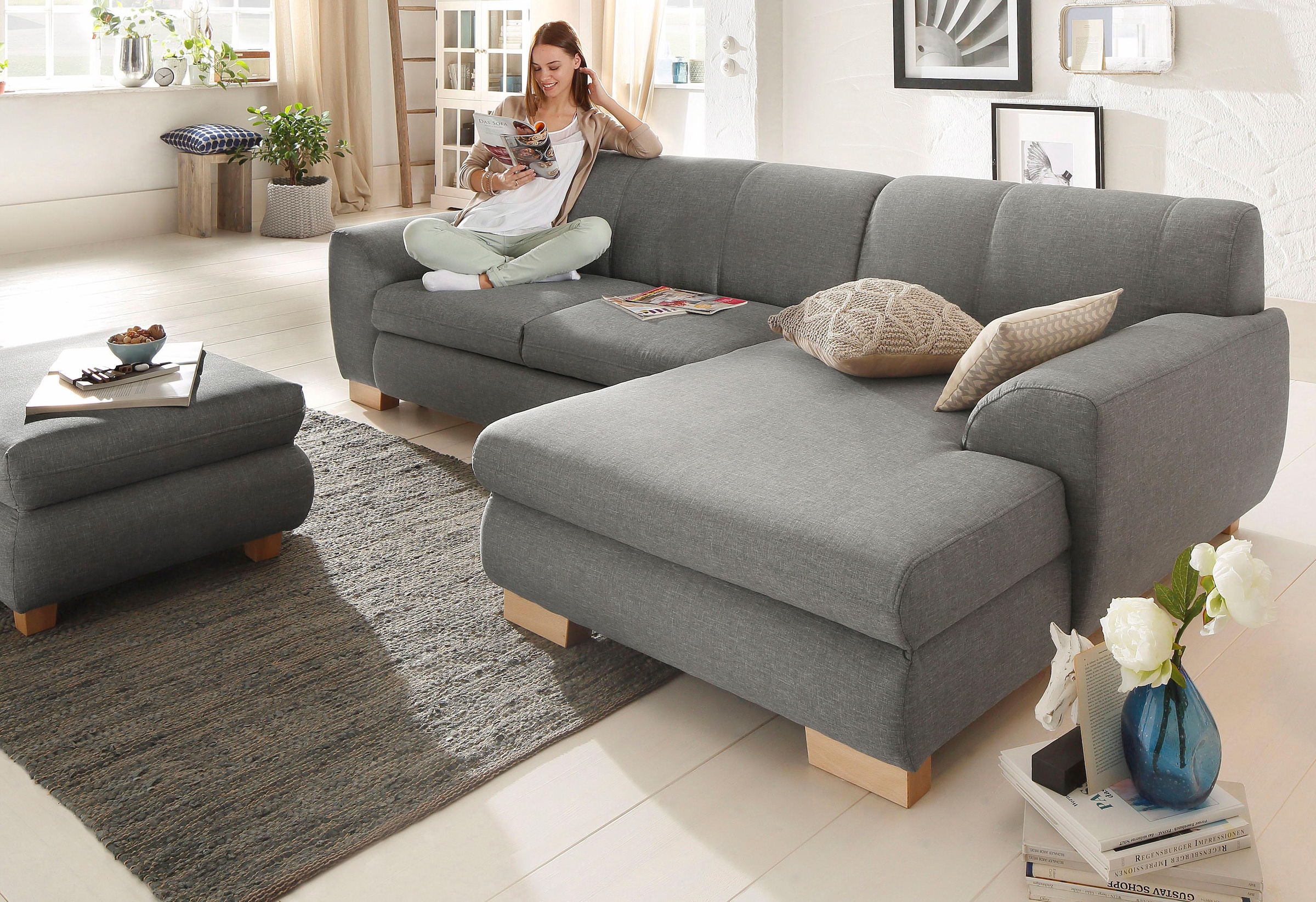 Home affaire Ecksofa »Nika L-Form«, Polsterecke, Struktur fein oder Melrose/Struktur, mit Bettfunktion