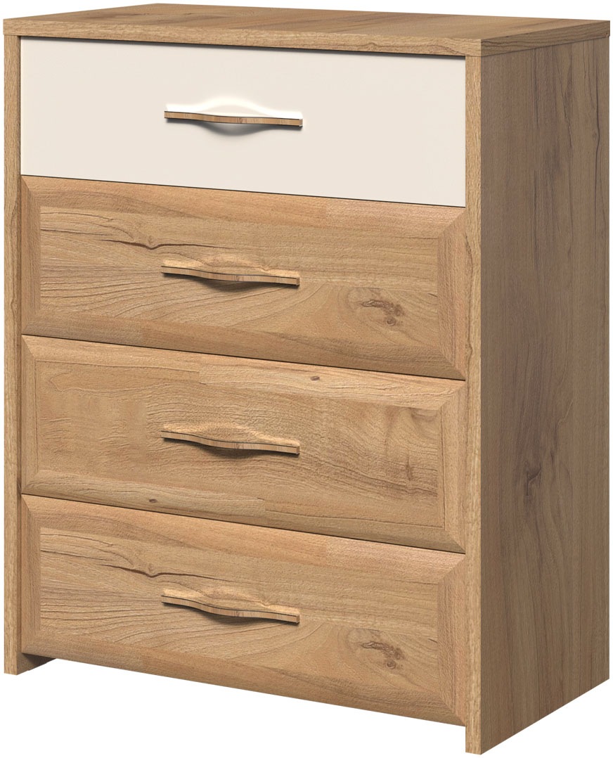 Image of GOODproduct Kommode "Gala, melaminbeschichtet,1 Schublade beige hochglänzend UV lackiert" Soft-Close Funktion, Masse: B/T/H 86/46/105cm, Sideboard mit 4 Schubladen, klassische Rahmenoptik, FSC-zertifiziert