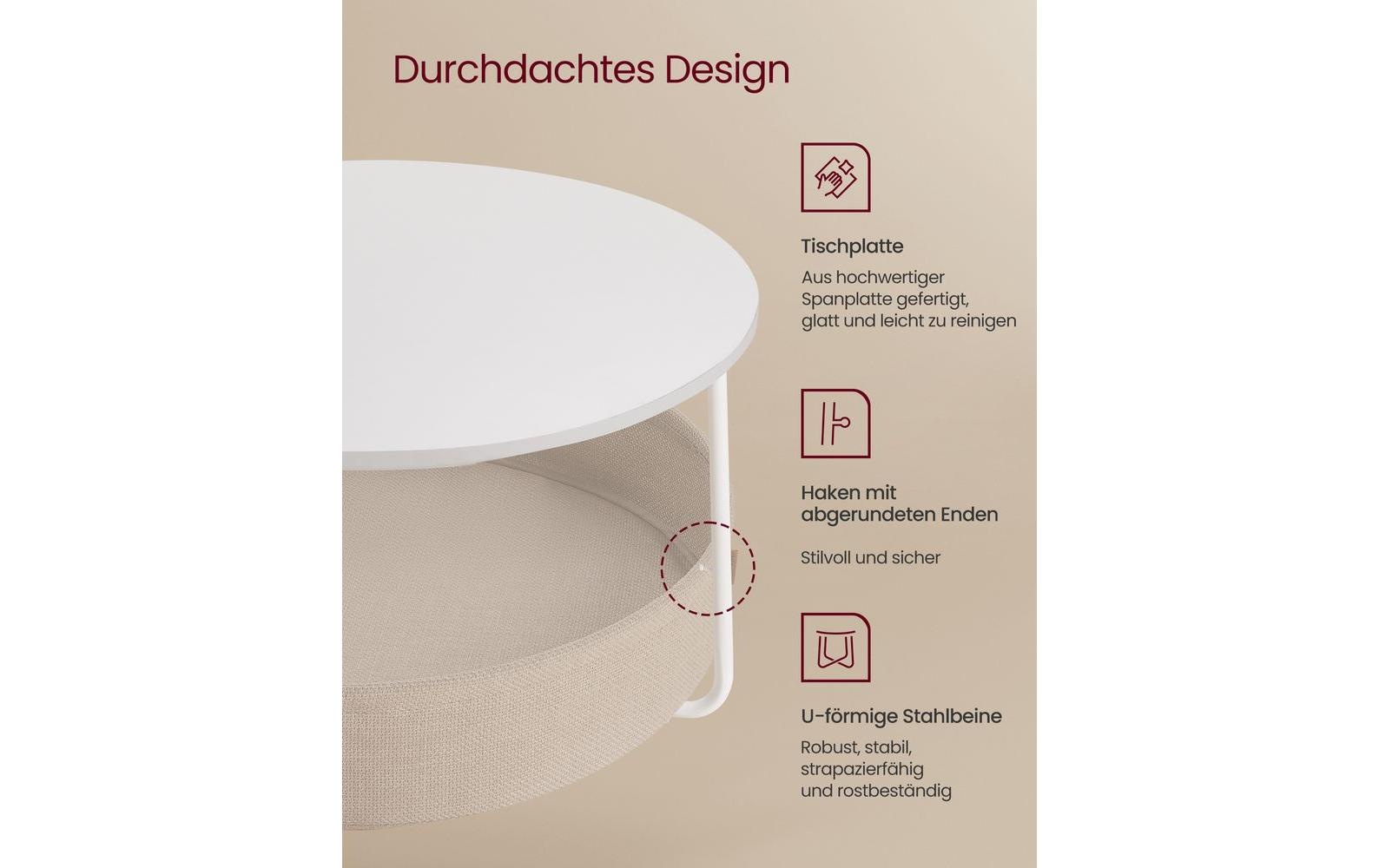 VASAGLE Couchtisch »75 x 45 cm Beige/Weiss«
