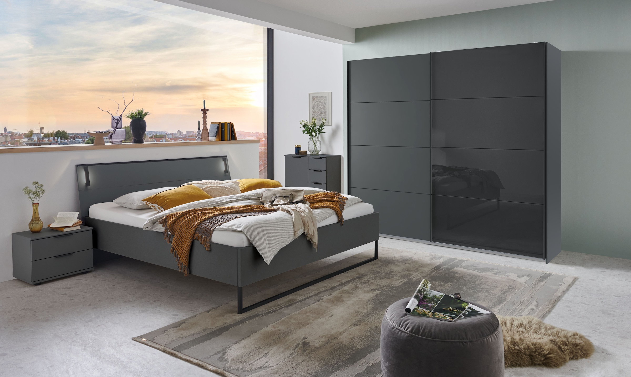 Wimex Kleiderschrank »Tilburg, Metallgriffe, Made in Germany« Breite 270cm wahlweise mit 2 oder 3 Türen,  mit Schwebetüren, jeweils 1 Glaselement, 180, 225 oder 270cm breit