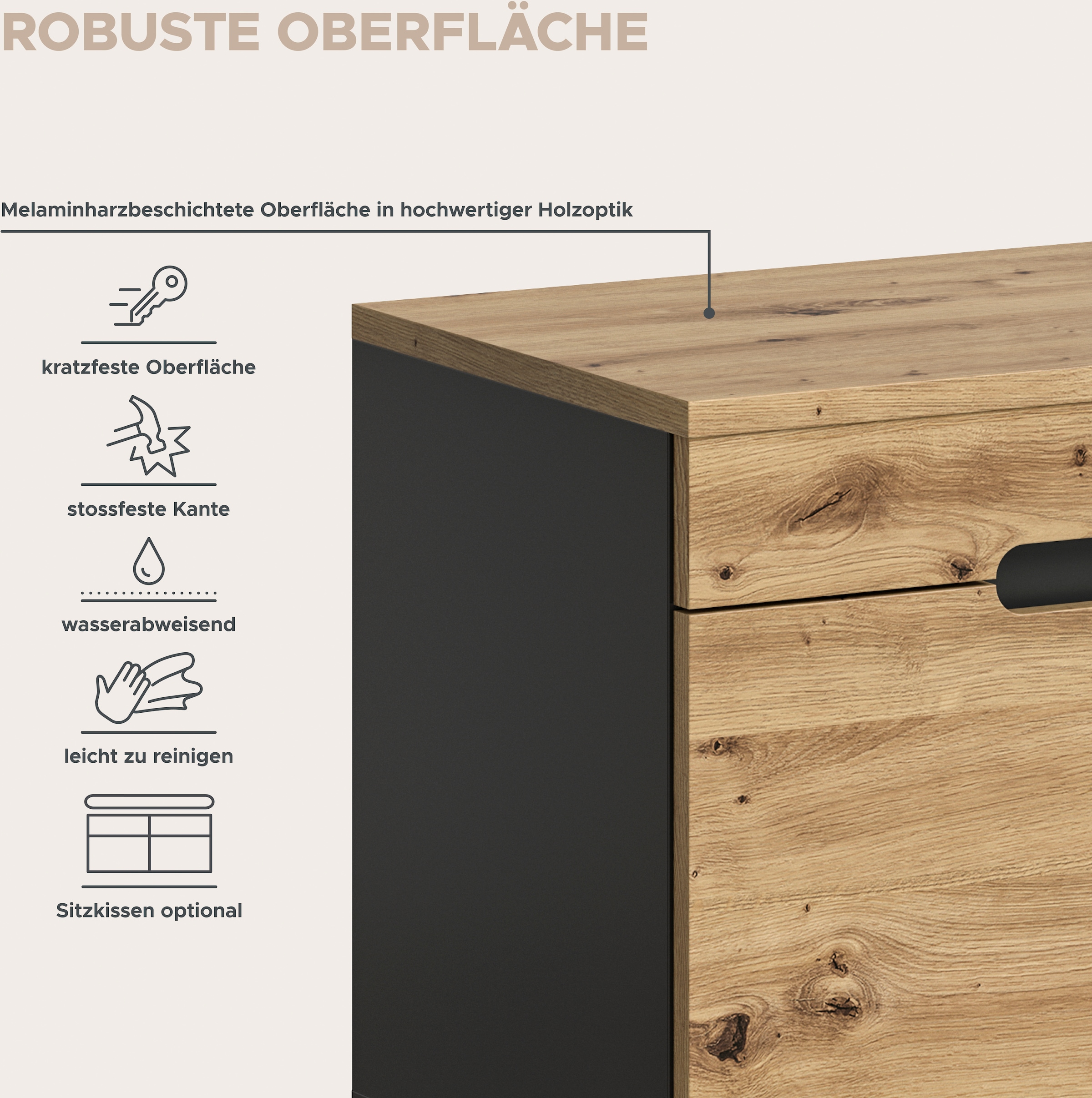 INOSIGN Garderoben-Set »Rehat, Garderobenkombination, Breite 255cm«, (6 St.), 6-teiliges Flurgarderoben Set mit viel Stauraum, Flur Möbel