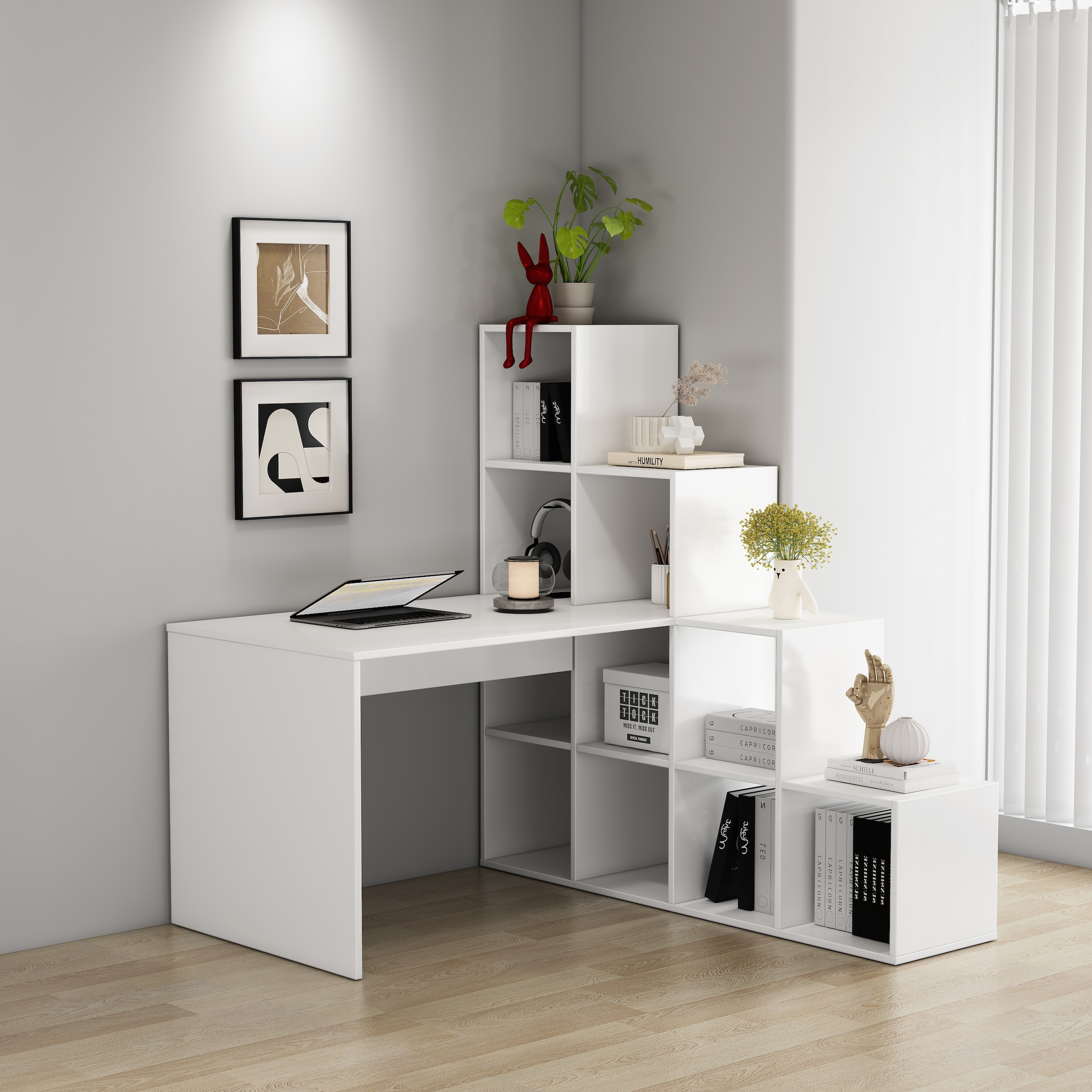 GOODproduct Regal-Schreibtisch »Ciela« Set,  flexible Aufstellmöglichkeiten, wechselseitig  montierbar, B. 137 cm