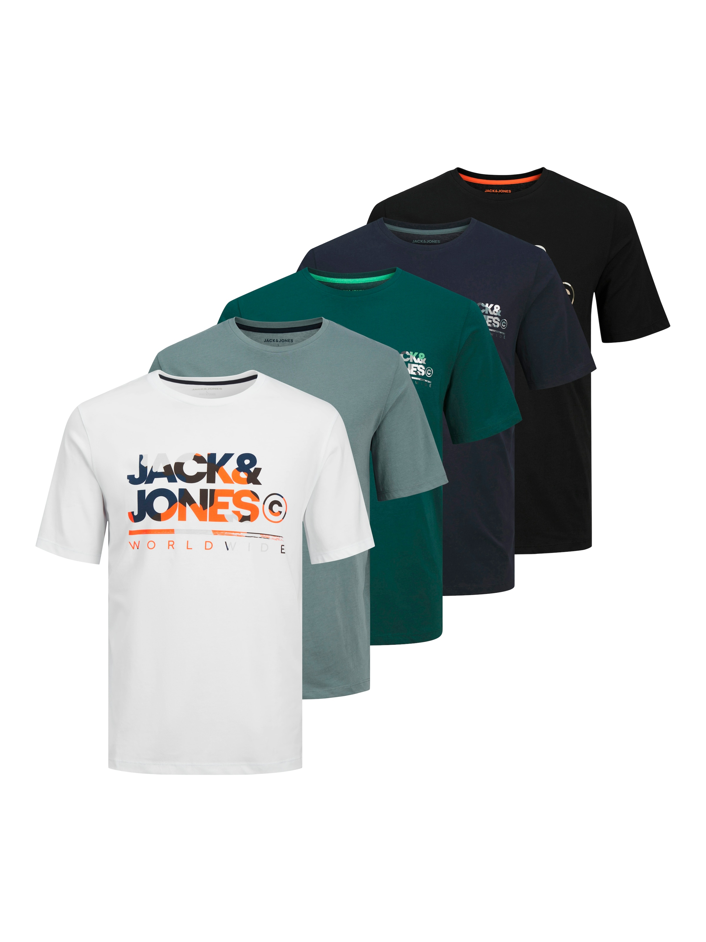 Image of Jack & Jones Kurzarmshirt "JJLUKE TEE SS CREW NECK 5PK MP" Packung, 5 Stk.