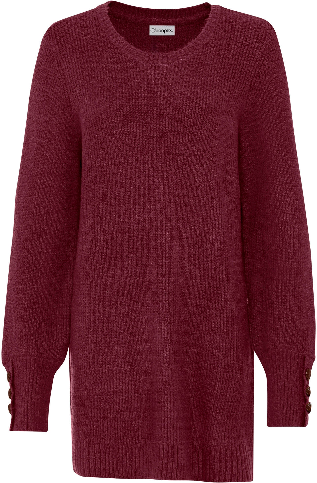 bonprix Pull long »Longpullover mit Knöpfen« aus Polyacryl, Polyester und Elasthan, mit Rundhalsausschnitt