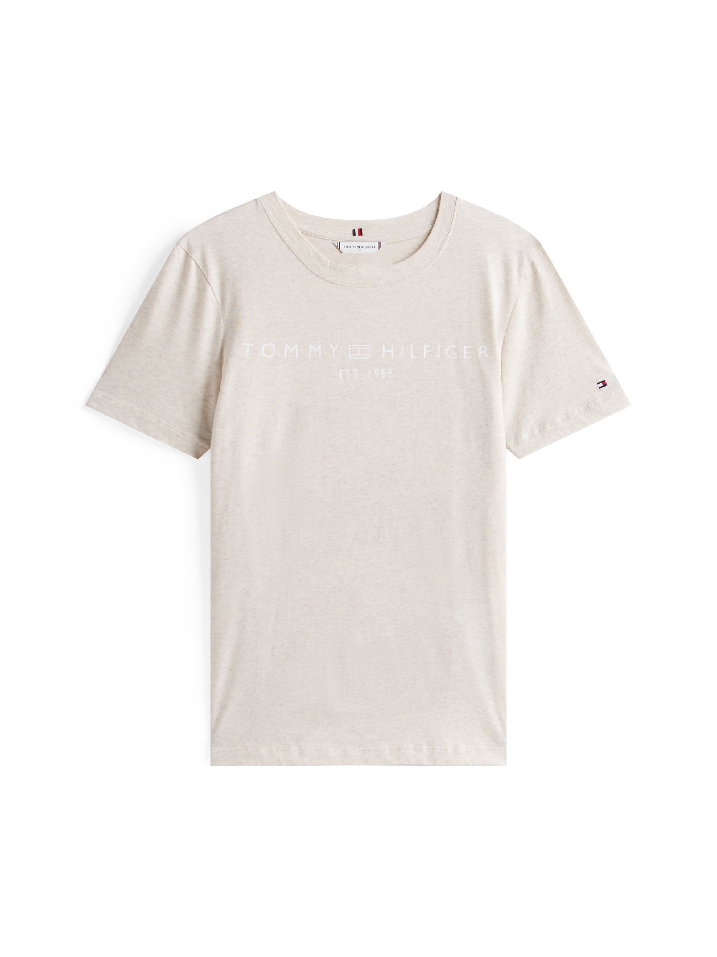 Tommy Hilfiger T-shirt à manches courtes »REG CORP LOGO C-NK mit Logoschriftzug und Stickerei« Baumwolle