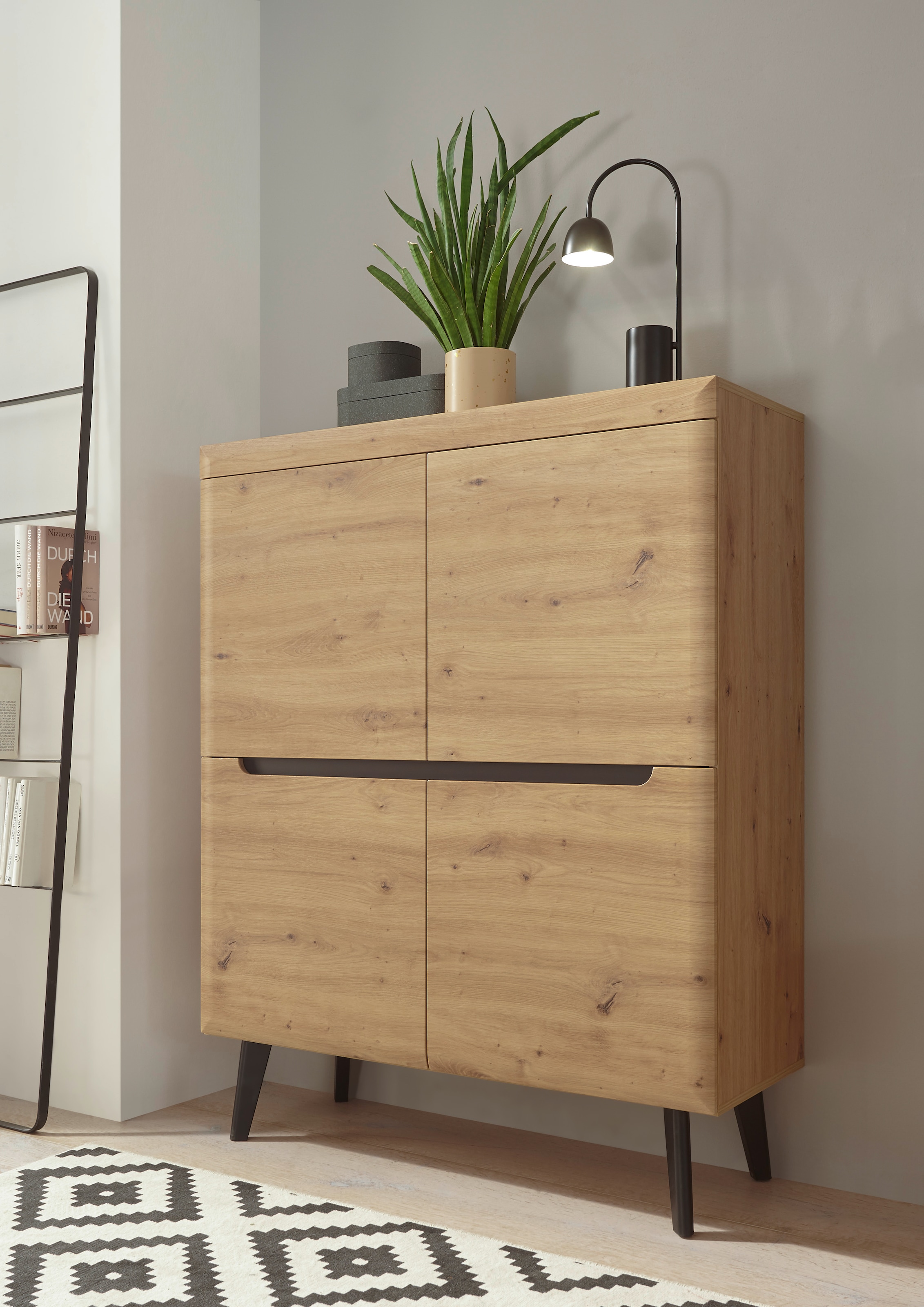 Image of Home affaire Highboard "Torge, Kommode, Schrank, Sideboard, Anrichte, Mehrzweckschrank" 1 Stk. tlg. abgeschrägte Füsse, drei Farben, Scandi Design, 107 cm breit