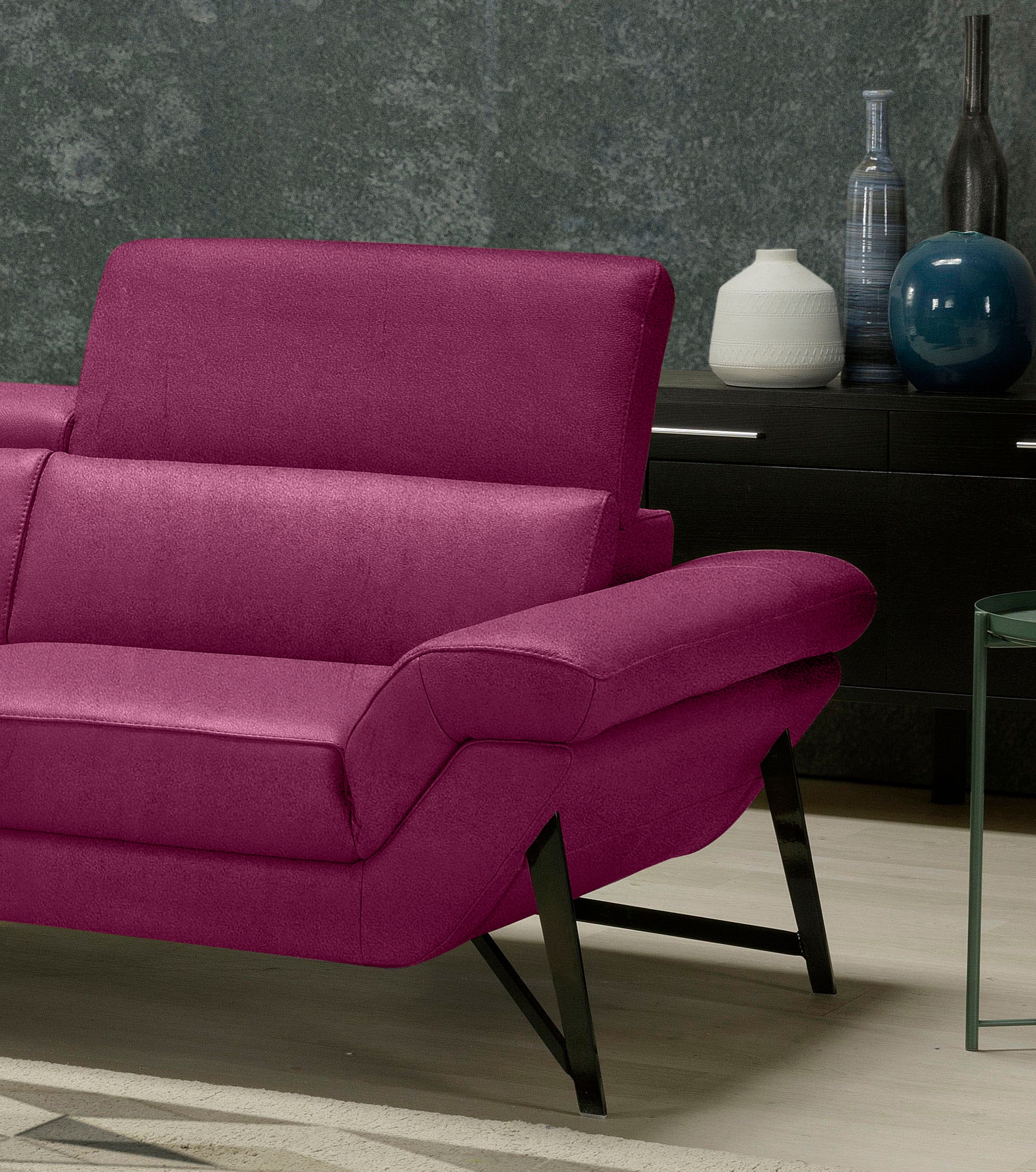 Egoitaliano Ecksofa »Narcisa, Design und Sitzkomfort der Extraklasse,«, mit verstellbaren Kopfstützen für noch mehr Komfort, L-Form