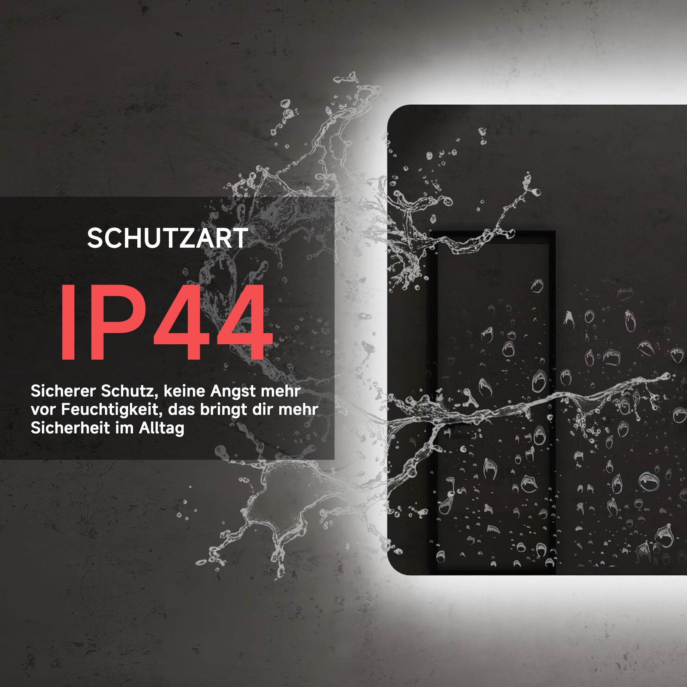 welltime Miroir lumineux LED »Toledo eckig, Spiegel mit LED Beleuchtung, Badspiegel« mit Anti-Fog Beschichtung