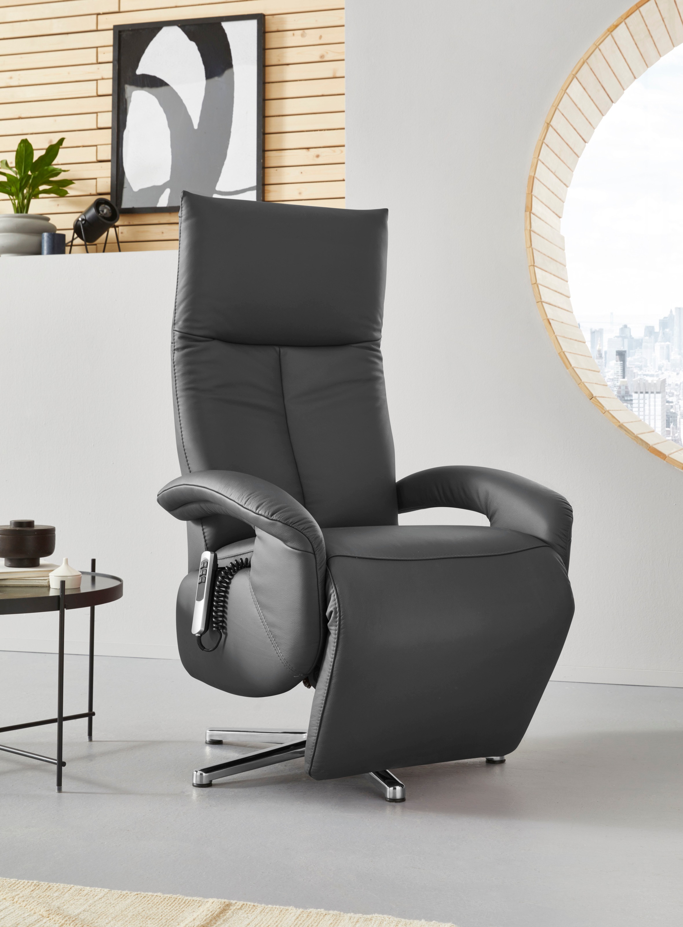 sit&more TV-Sessel "Tycoon mit Kopfteilverstellung und 360 Drehfunktion" wahlweise manuell oder elektrischer Funktion, auch mit Akku (kabellos)