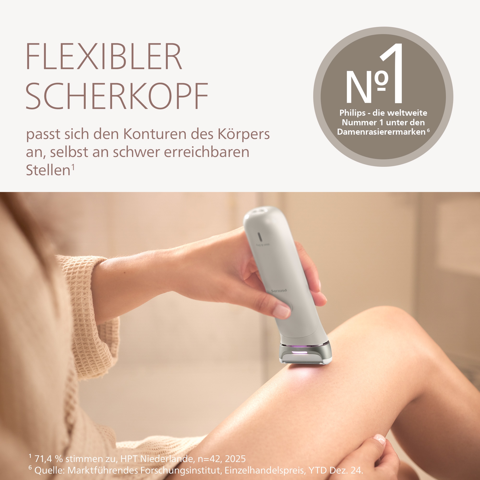 Philips Elektrorasierer »Lady Shaver Series 8000« 3 Stk. Aufsätze kabelloser Rasierer, nass und trocken, inkl. Trimmeraufsatz