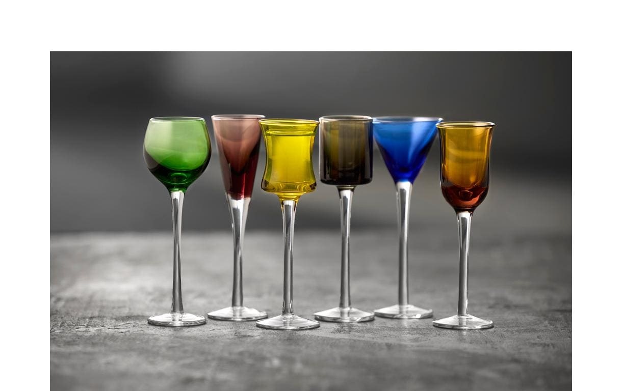 Schnapsglas "Lyngby Coloured Glas 6 Stück, assortiert"
