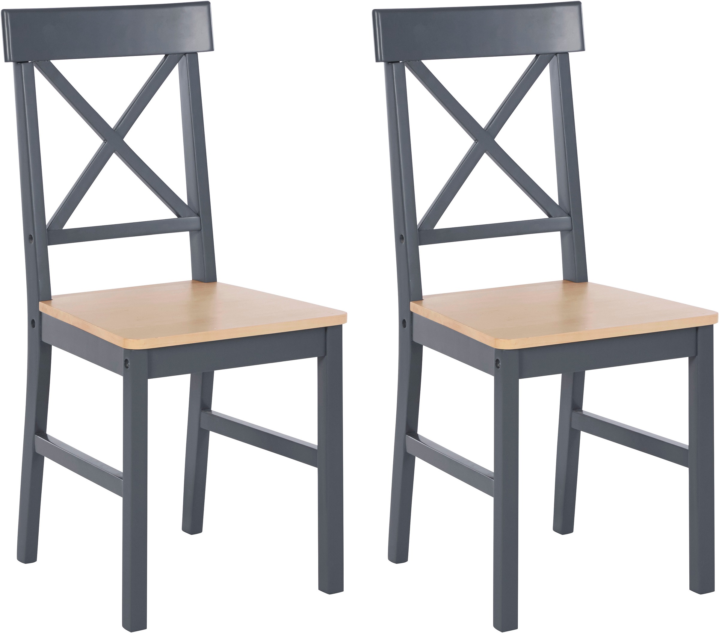 Image of Homexperts Esszimmerstuhl »Milow«, (Set), 2 St., aus Massivholz, mit farblich abgesetzter Sitzfläche bei Ackermann Versand Schweiz