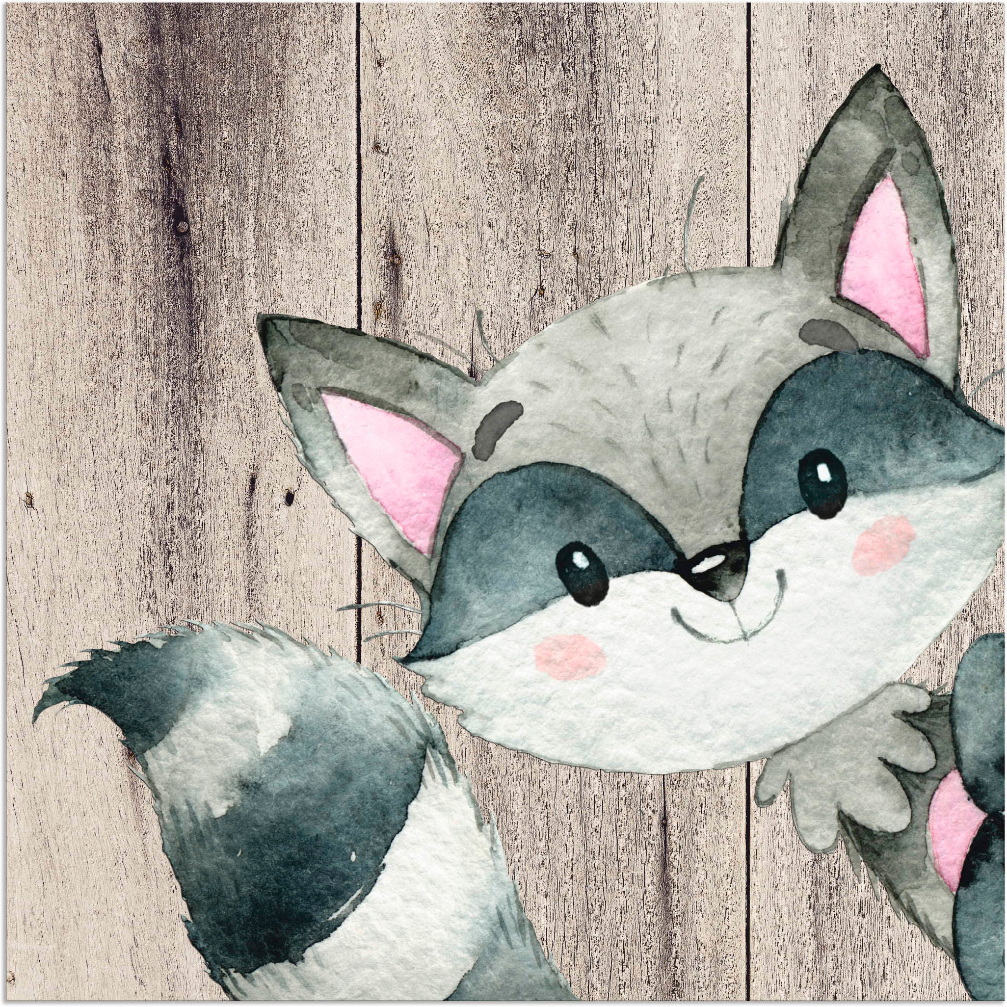 Image of Artland Wandbild »Waldland Freunde - Waschbär«, Tiere, (1 St.), in vielen Grössen & Produktarten - Alubild / Outdoorbild für den Aussenbereich, Leinwandbild, Poster, Wandaufkleber / Wandtattoo auch für Badezimmer geeignet bei Ackermann Versand Schweiz