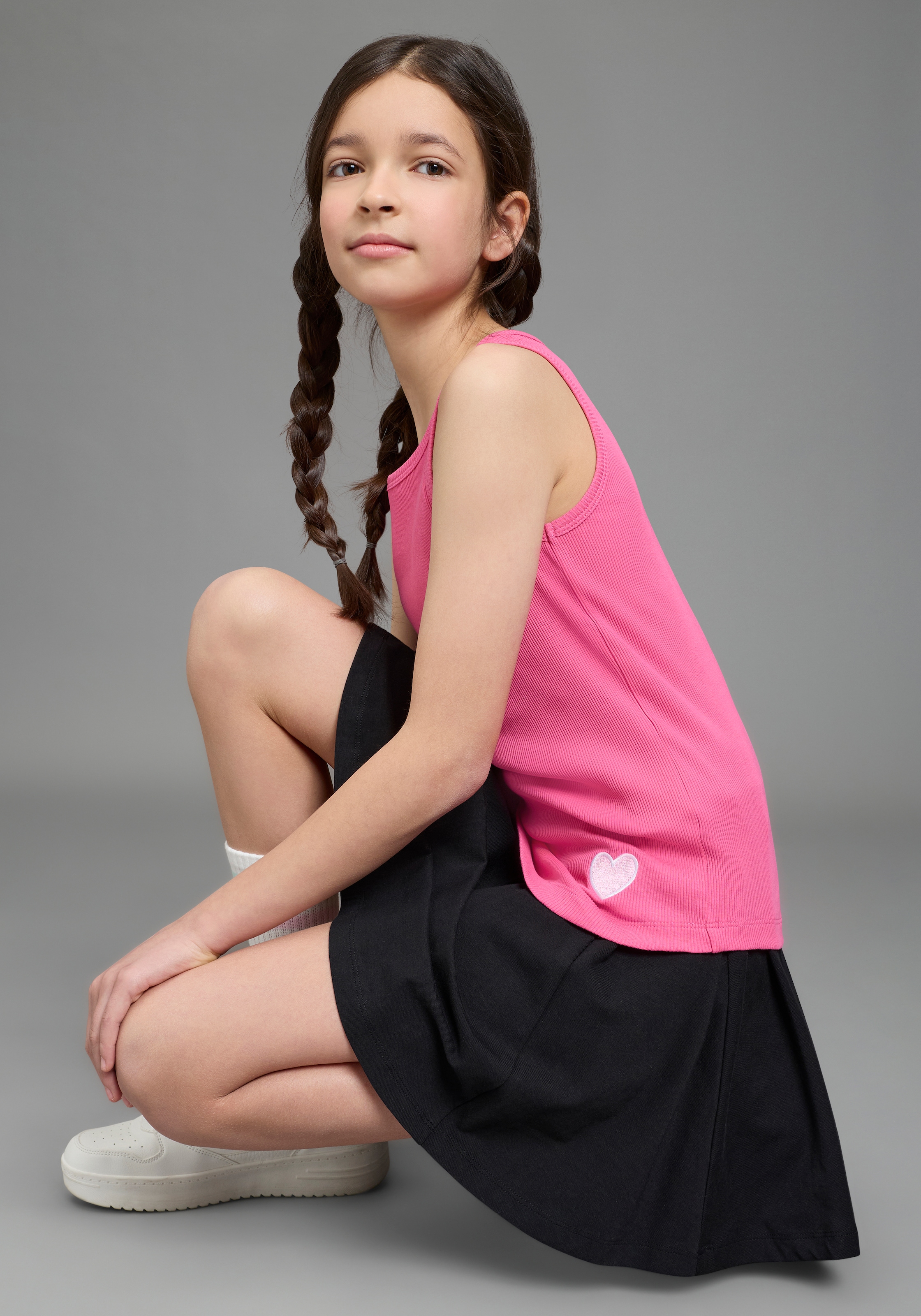 H.I.S Ripptanktop »3er Pack H.I.S Ripp-Tops mit Stickerei für Mädchen« Packung, 3, 3 tlg. für Mädchen, ärmelloses Design, aus Baumwolle, elastische Rippware