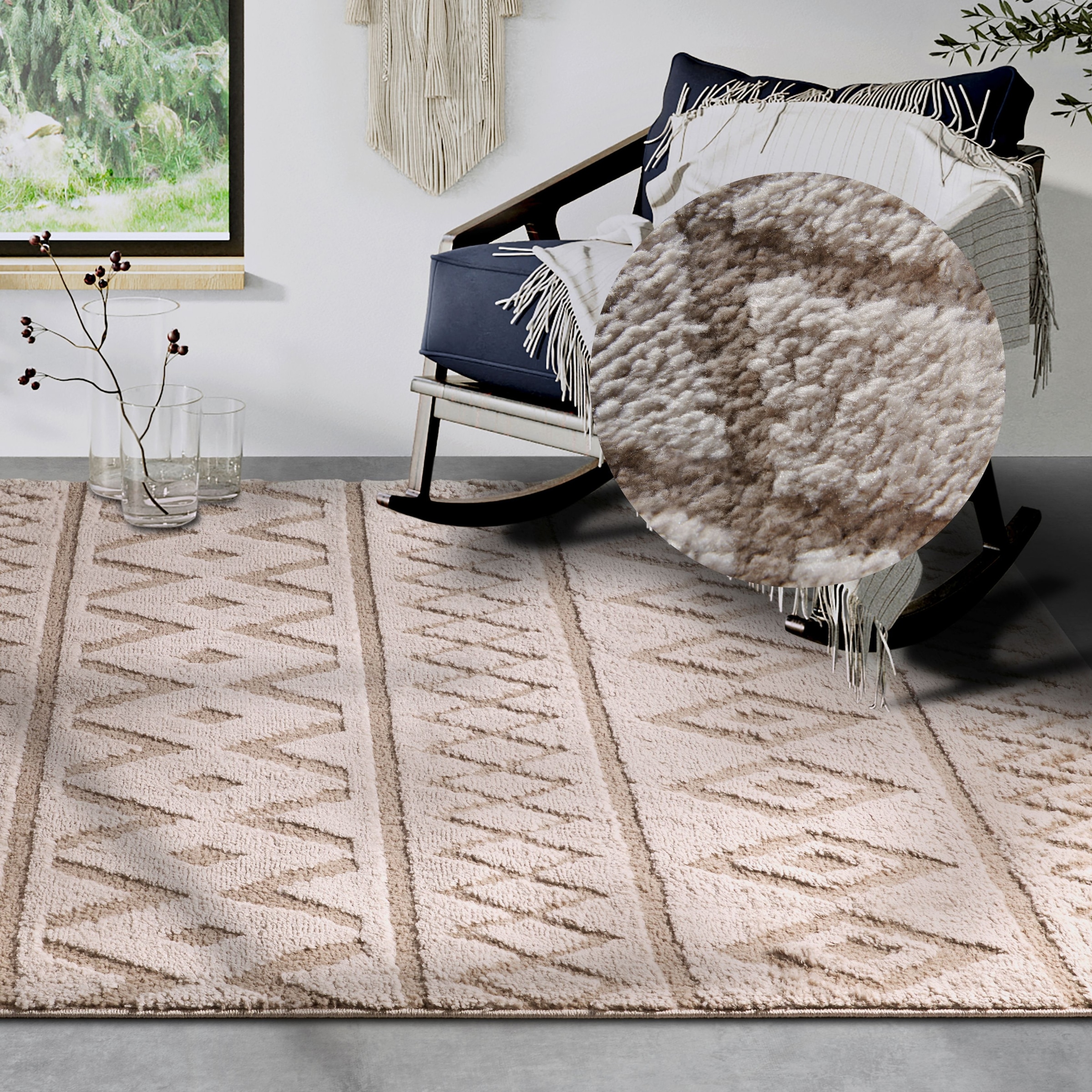 Image of ELLE DECORATION Designteppich "Itinerance" rechteckig 18 mm Höhe Hochflor, Shaggy, Läufer, weich, Langflor, modern, Hoch Tief Effekt