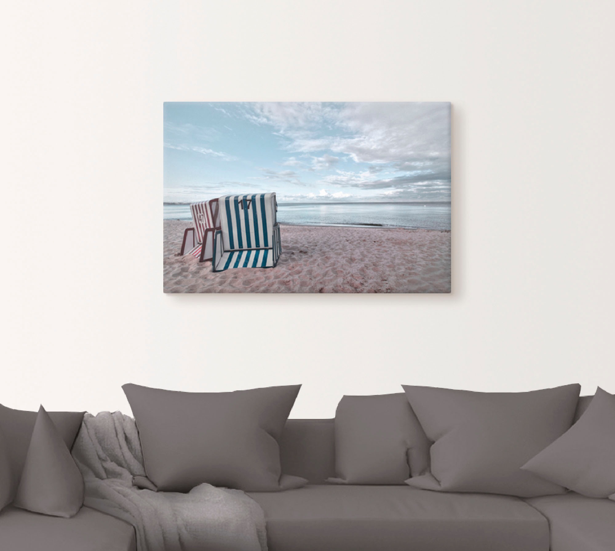 Artland Wandbild »Einsame Strandkörbe am Ostseestrand«, Strand, (1 St.), als Leinwandbild, Poster in verschied. Grössen