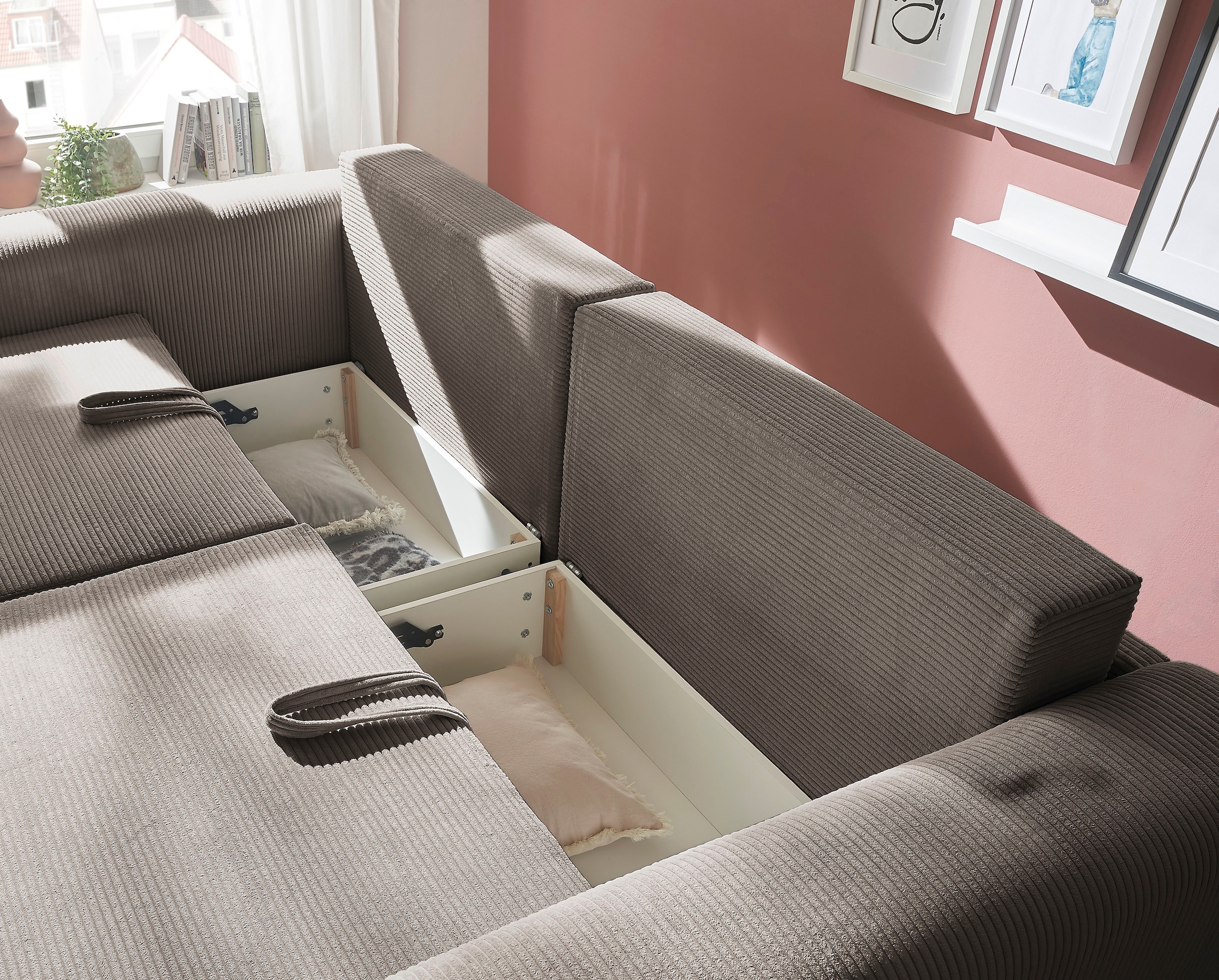 GOODproduct Schlafsofa »PHEELIX Cord, mit 3 Funktionen« Elemente einzeln oder gleichzeitig ausziehbar, bequemer Sitzkomfort