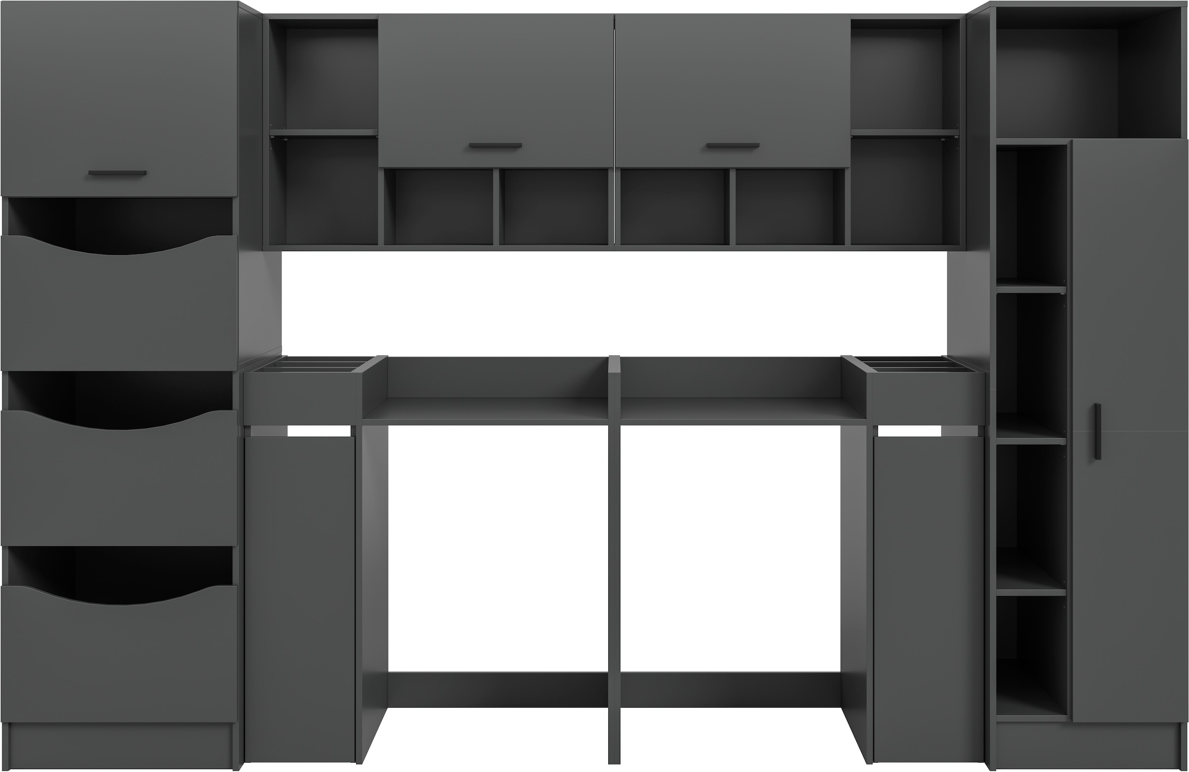 welltime Badmöbel-Set »FALAS,  8-teilig, Hauswirtschaftsraum Set, Breite 300 cm« Set, Wäscheschrank, Hängeschrank,Standregal, Umbauschrank, Mehrzweckschrank, 8 Stk. tlg.