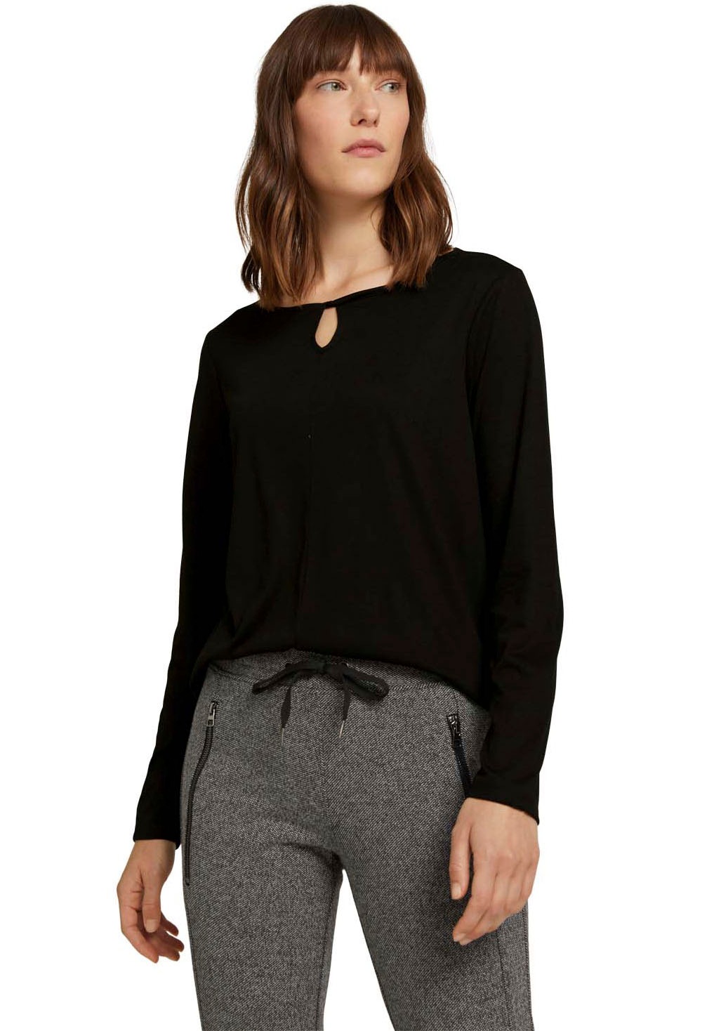 Image of TOM TAILOR Langarmshirt, mit Knotendetail am Ausschnitt bei Ackermann Versand Schweiz