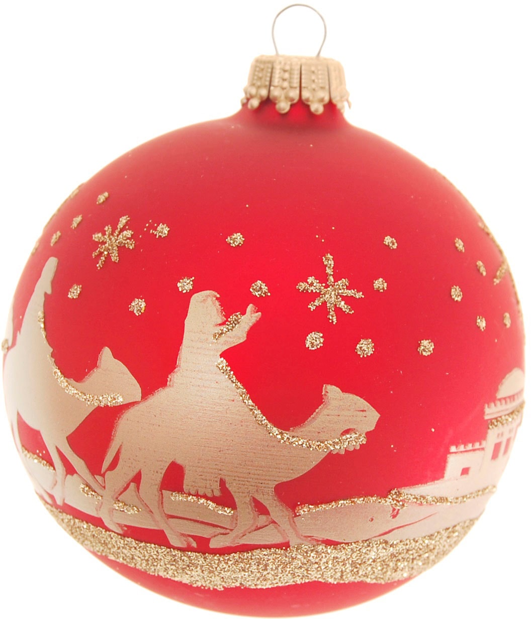 Krebs Glas Lauscha Weihnachtsbaumkugel »Bethlehem Xmas Night, 8 Kugeln, 1 Taler mit Komet & Stern, 8 cm« Weihnachtsdeko, Christbaumschmuck, Christbaumkugeln aus Glas