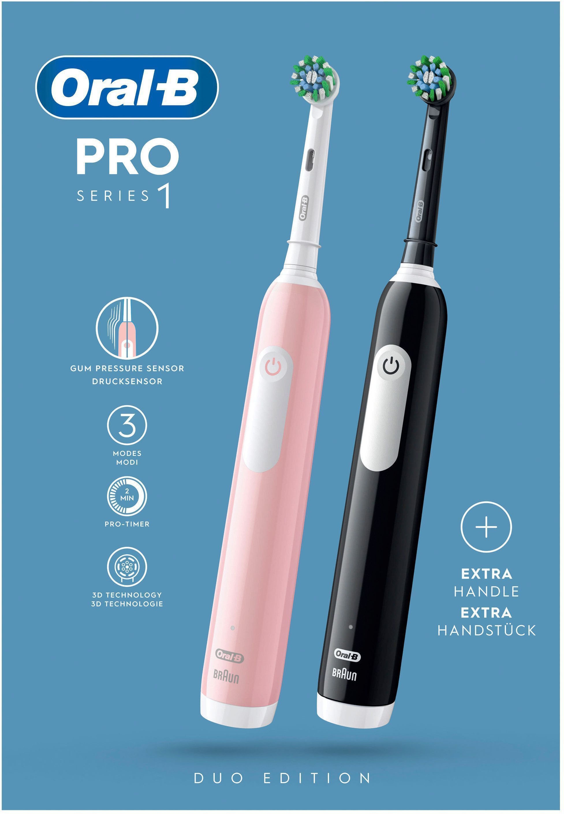 Oral-B »PRO Series 1 Doppelpack« 2 cuis Aufsteckbürsten capteur de pression