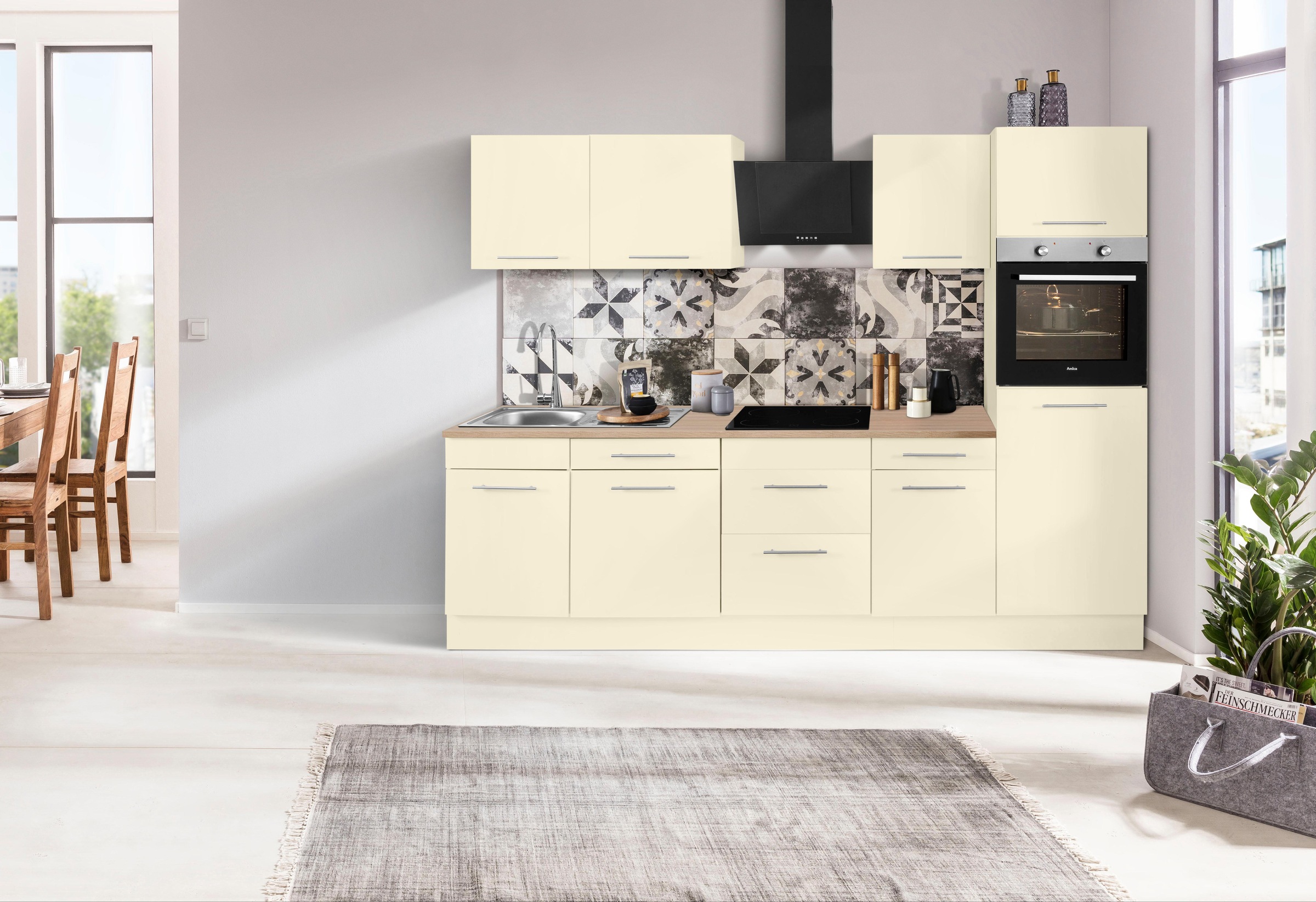 wiho Küchen Küchenzeile »Ela«, Breite 280 cm, Soft-Close-Funktion, höhenverstellbare Füsse