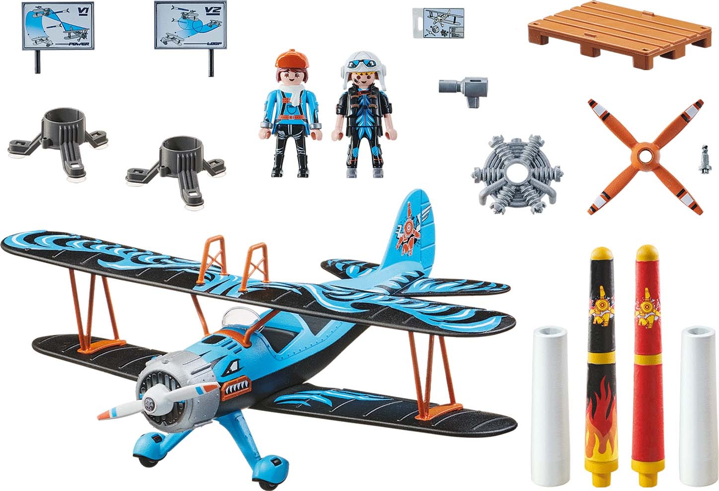 Playmobil® Konstruktions-Spielset »Doppeldecker "Phönix" (70831), Air Stuntshow«, (45 St.), mit Soundeffekten; Made in Germany
