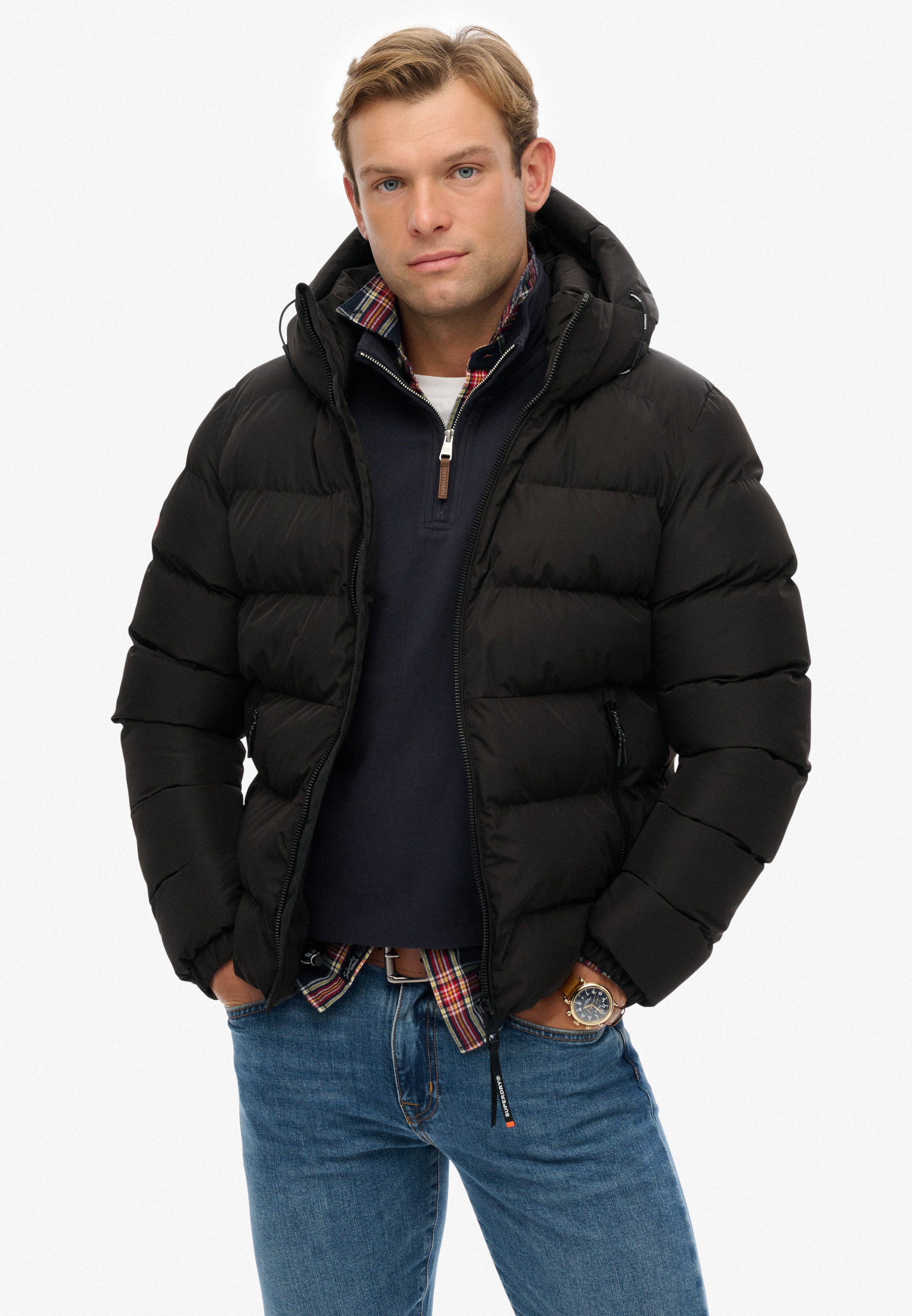 Superdry »HOODED SPORTS PUFFER JACKET« mit Kapuze Kunstfaser, relaxed fit