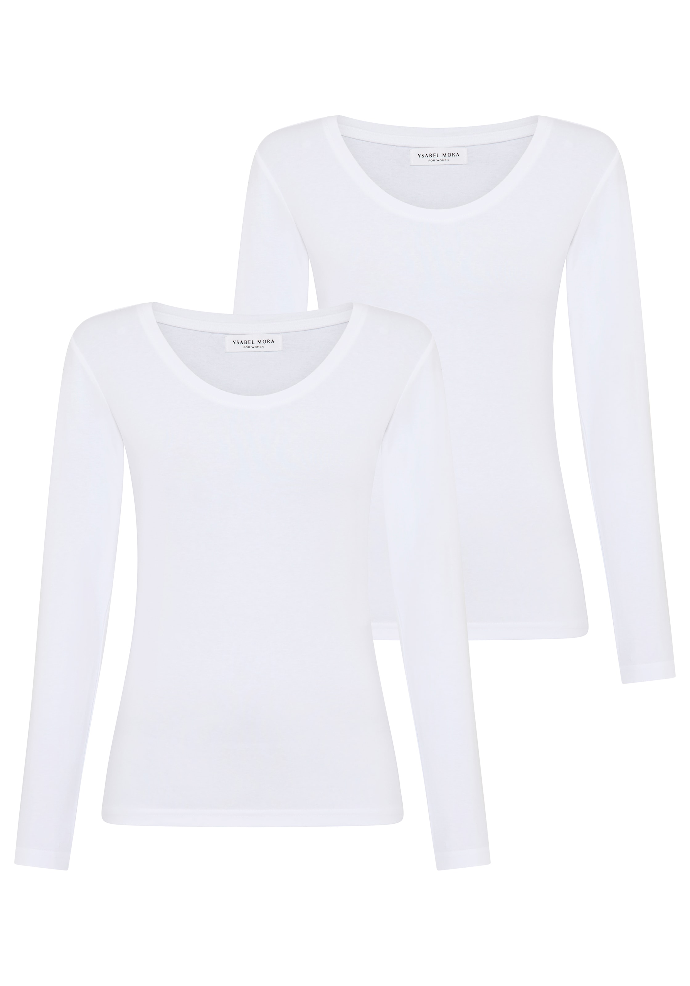 Image of YSABEL MORA Langarmshirt 2er Pack, Rundhals-Ausschnitt, weich, Baumwollmix, elastisch