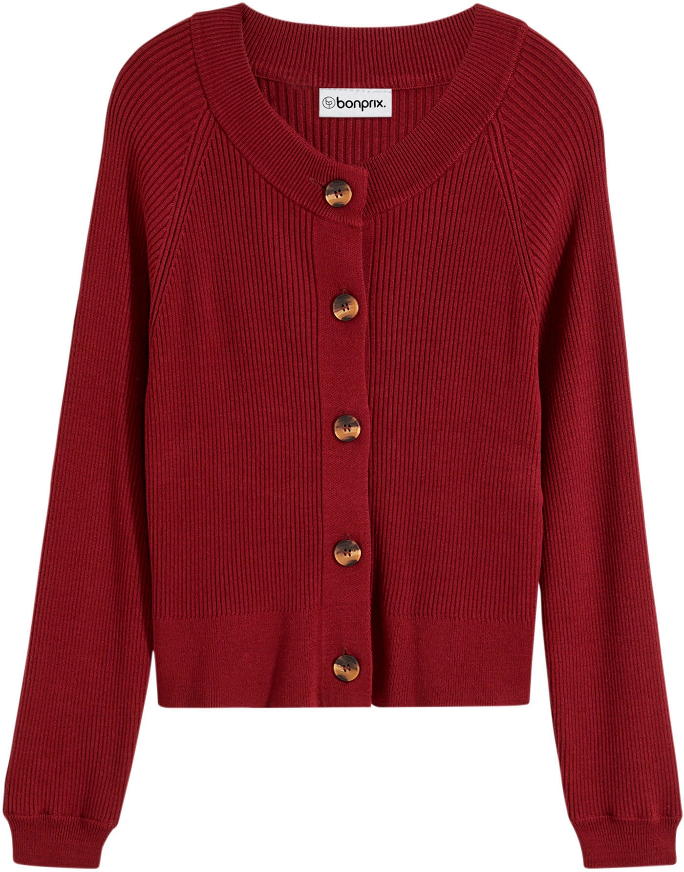 bonprix Veste en tricot lässig geschnittene Passform, Ripp-Strickart, femininer Stil