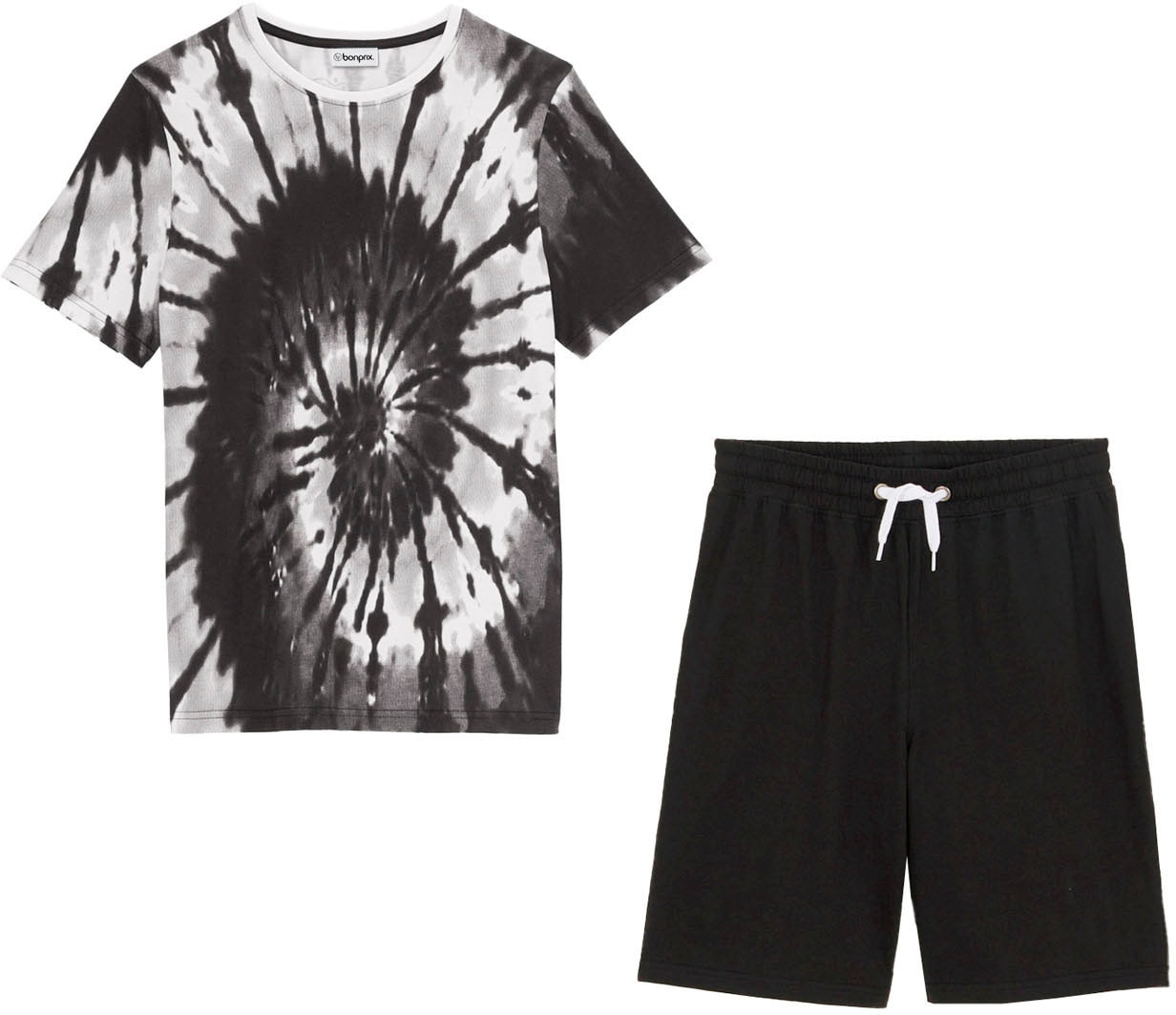 Image of bonprix T-Shirt "T-Shirt und Jersey-Bermuda (2-tlg.Set) aus reiner Baumwolle" Set, 2 Stk. Regular Fit, Kurzarm, aus Baumwolle, im 2-teiligen Set