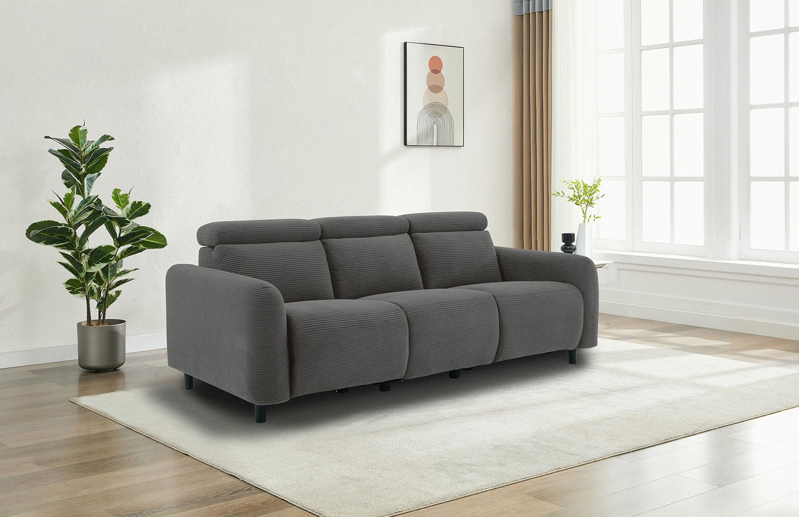 GOODproduct 3-Sitzer »SKAANE Cord-Sofa, 229 cm, manuelle u. elektrische Relaxfunktion« Relax-Funktion in 2 Sitzen, Kopfteilverstellung, Federkernpolsterung