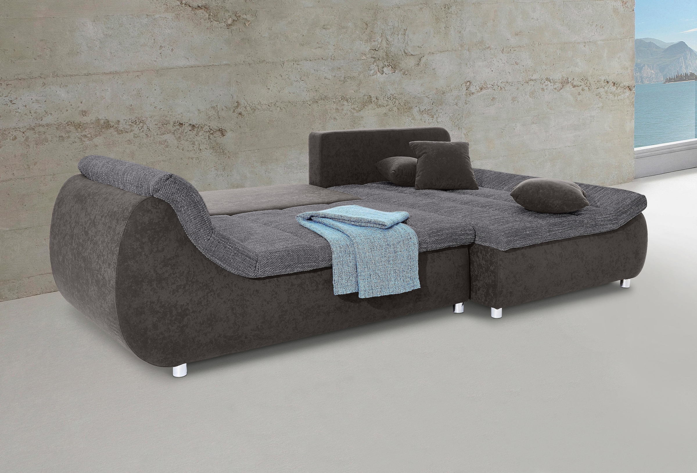 Home affaire Ecksofa »Imola, bequem, aktuelle Steppung im Sitz, L-Form, Breite 270cm« wahlweise mit Bettfunktion
